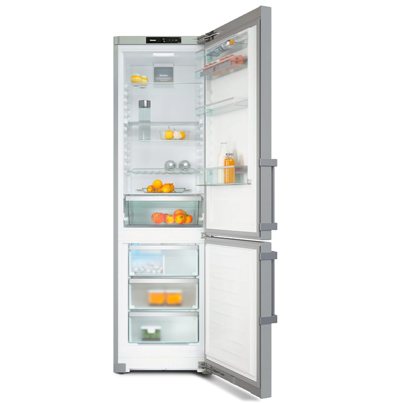 Miele 24 in. 13.2 cu. ft. Smart Counter Depth Bottom Freezer Refrigerator with Ice Maker - Clean Steel, , hires