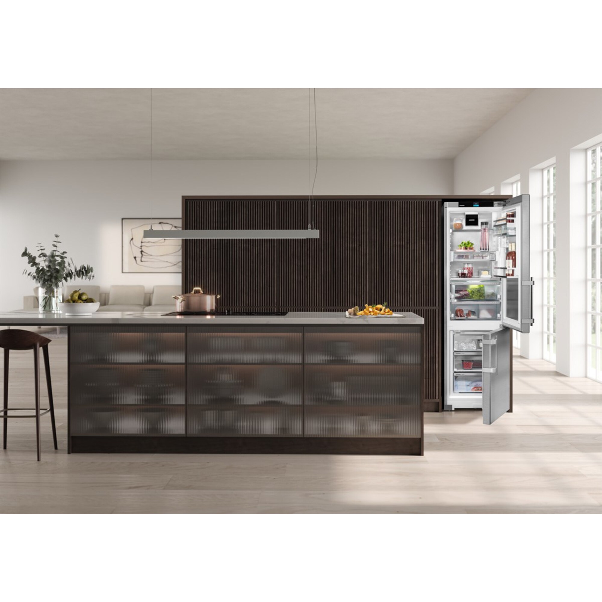 Liebherr Peak 24 in. 12.7 cu. ft. Smart Counter Depth Bottom Freezer Refrigerator with Ice Maker - Stainless Steel, , hires