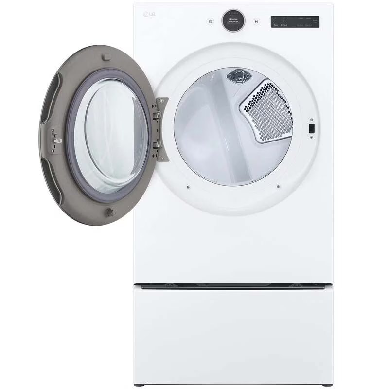 LG 27 in. 7.4 cu. ft. Smart Stackable Electric Dryer with AI Sensor Dry, Turbo Steam, Sanitize & Steam Cycle - White, White, hires
