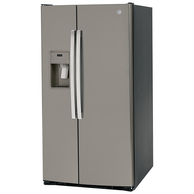 GE 36 in. 25.3 cu. ft. Side by Side Refrigerator with Ice & Water Dispenser - Fingerprint Resistant Slate, Slate, hires