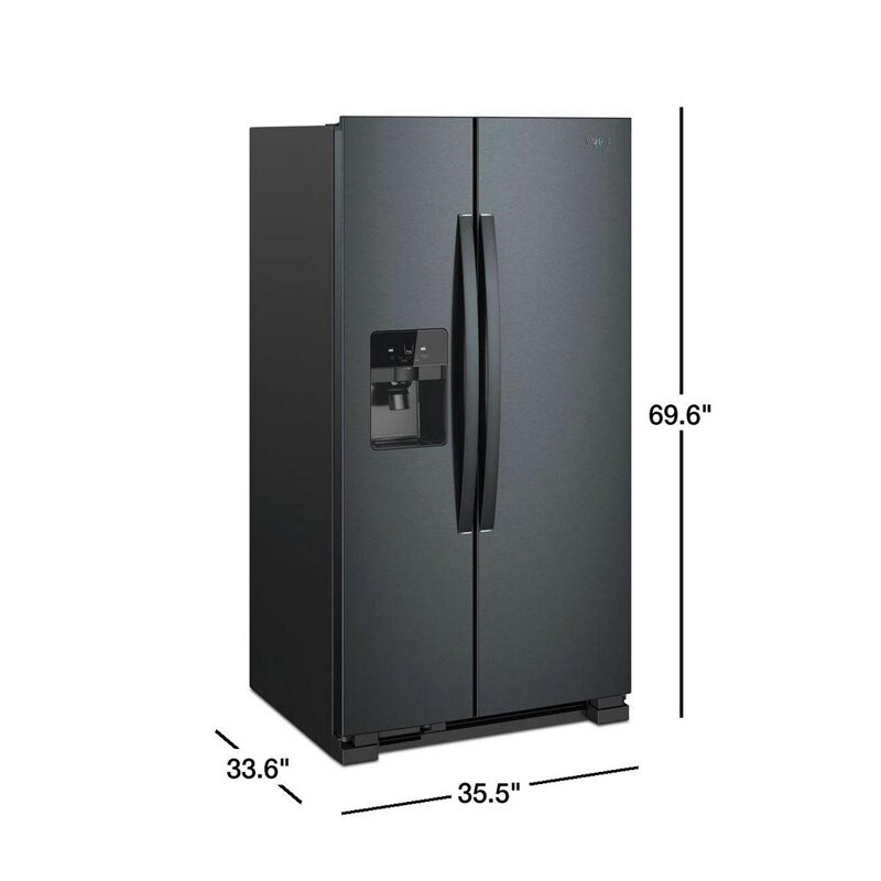 Whirlpool 36 in. 24.5 cu. ft. Side by Side Refrigerator with Ice & Water Dispenser - Black Stainless, Black Stainless, hires