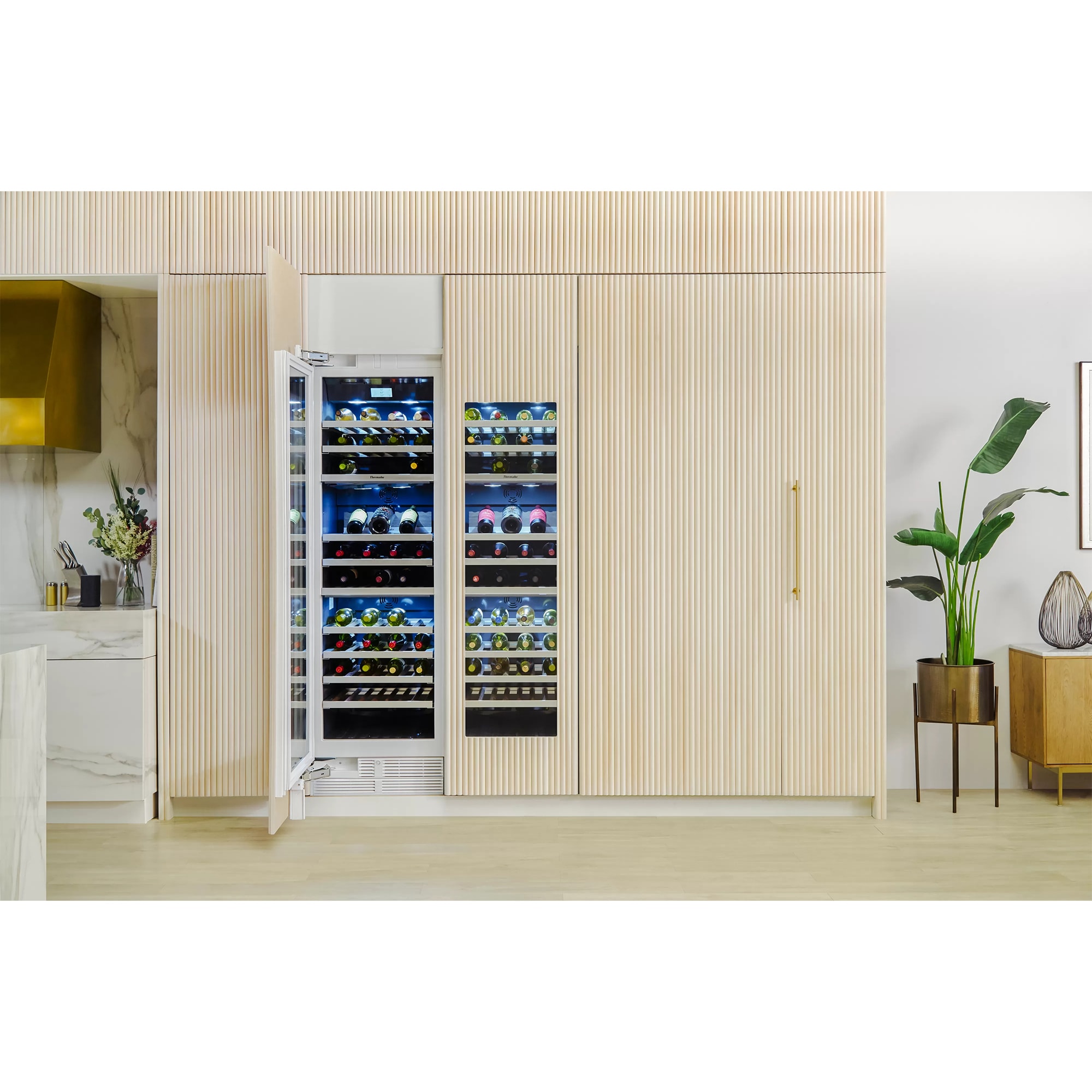 Thermador Freedom Collection 24 in. Built-in Smart Wine Cooler with Wood Racks, Multi-Temperature Zones & 92 Bottle Capacity - Custom Panel Ready, , hires