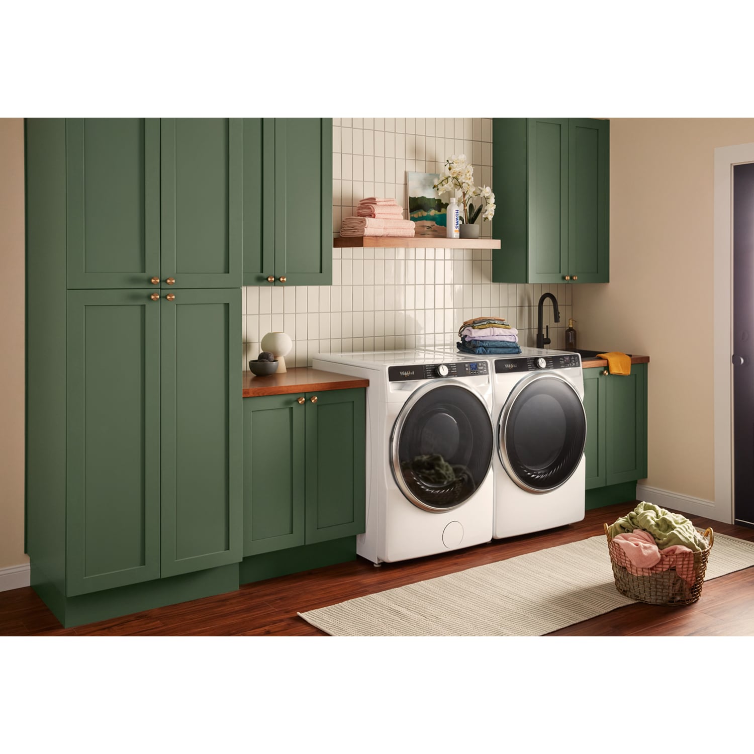 Whirlpool 27 in. 7.4 cu. ft. Smart Stackable Electric Dryer with Sensor Dry, Sanitize & Steam Cycle - White, White, hires