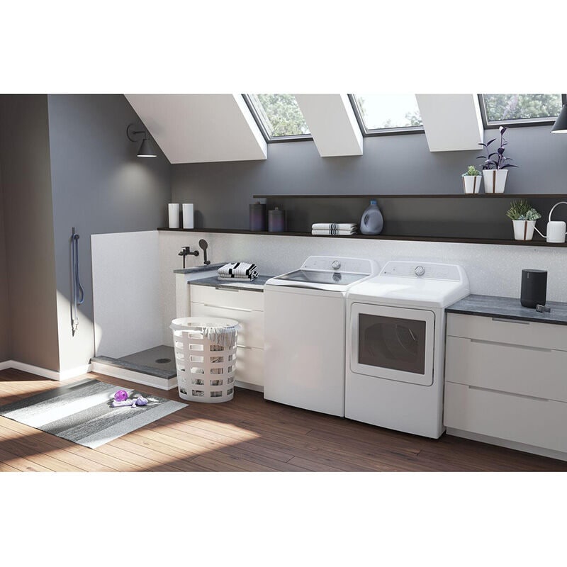 GE Profile 28 in. 4.9 cu. ft. Smart Top Load Washer with Agitator, Smarter Wash Technology, FlexDispense & Sanitize with Oxi - White, White, hires