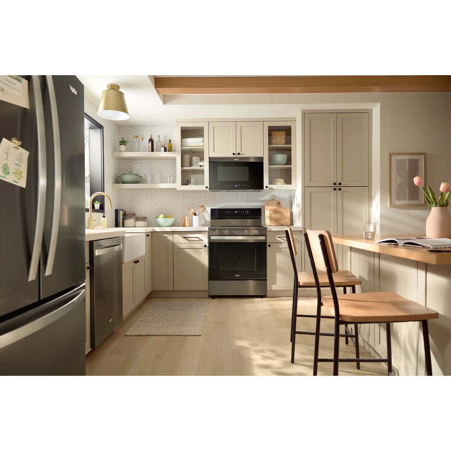 Whirlpool 30 in. 5.3 cu. ft. Smart Air Fry True European Convection Electric Range with Radiant Burners - Black Stainless Steel, Black Stainless Steel, hires