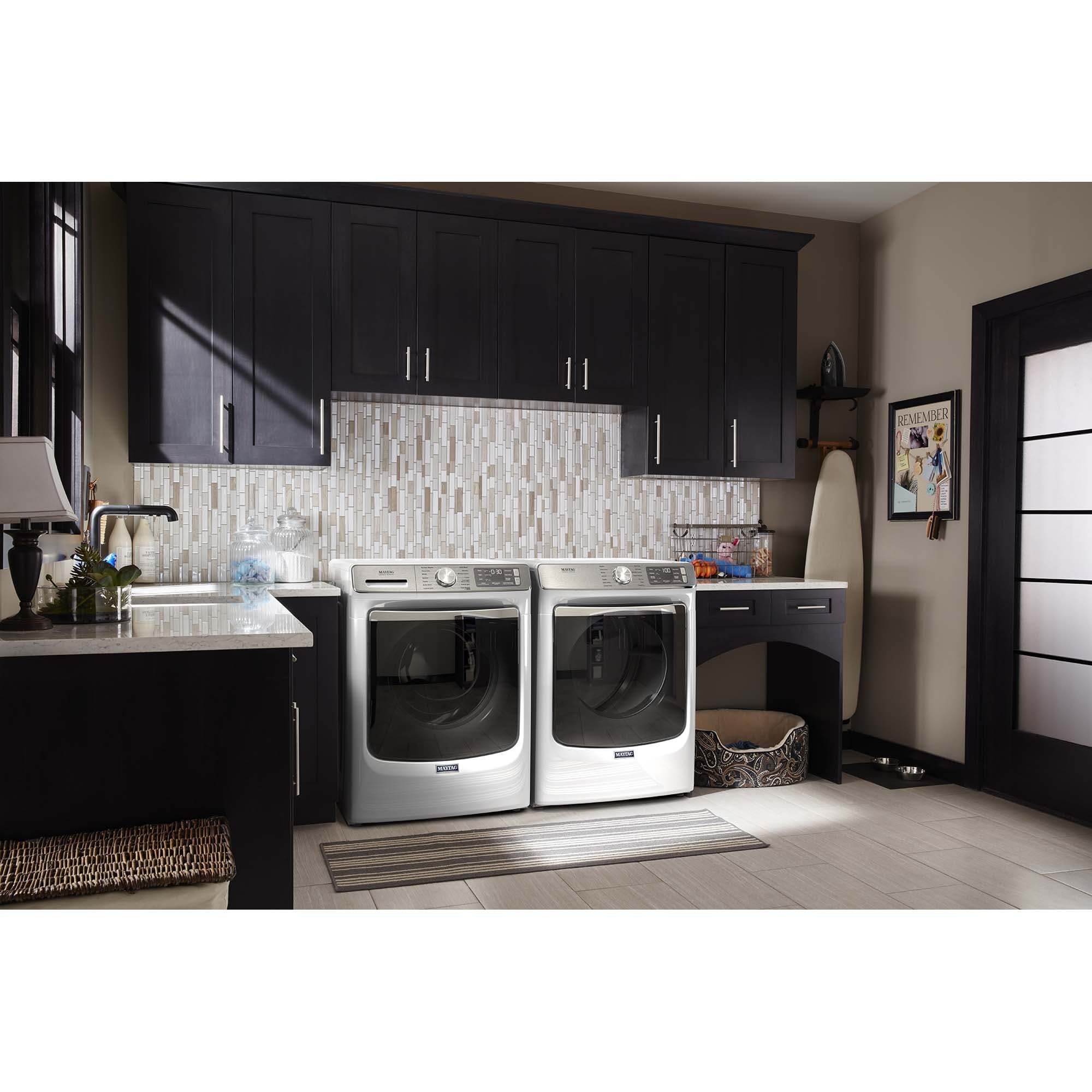 Maytag 27 in. 7.3 cu. ft. Smart Stackable Electric Dryer with Extra Power Button, Industry-Exclusive Extra Moisture Sensor, Sanitize & Steam Cycle - White, White, hires