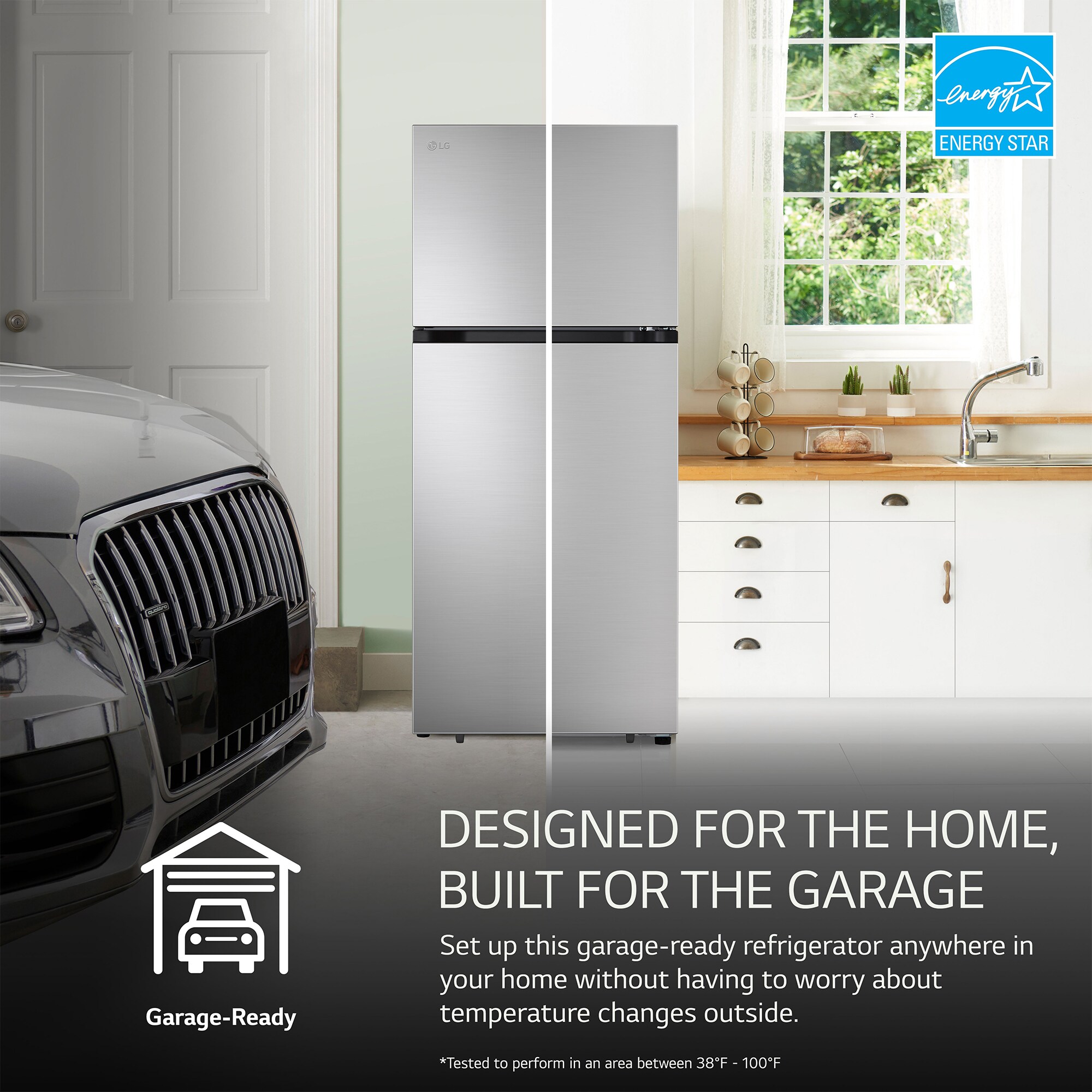 LG 28 in. 17.5 cu. ft. Garage Ready Top Freezer Refrigerator - PrintProof Stainless Steel, PrintProof Stainless Steel, hires