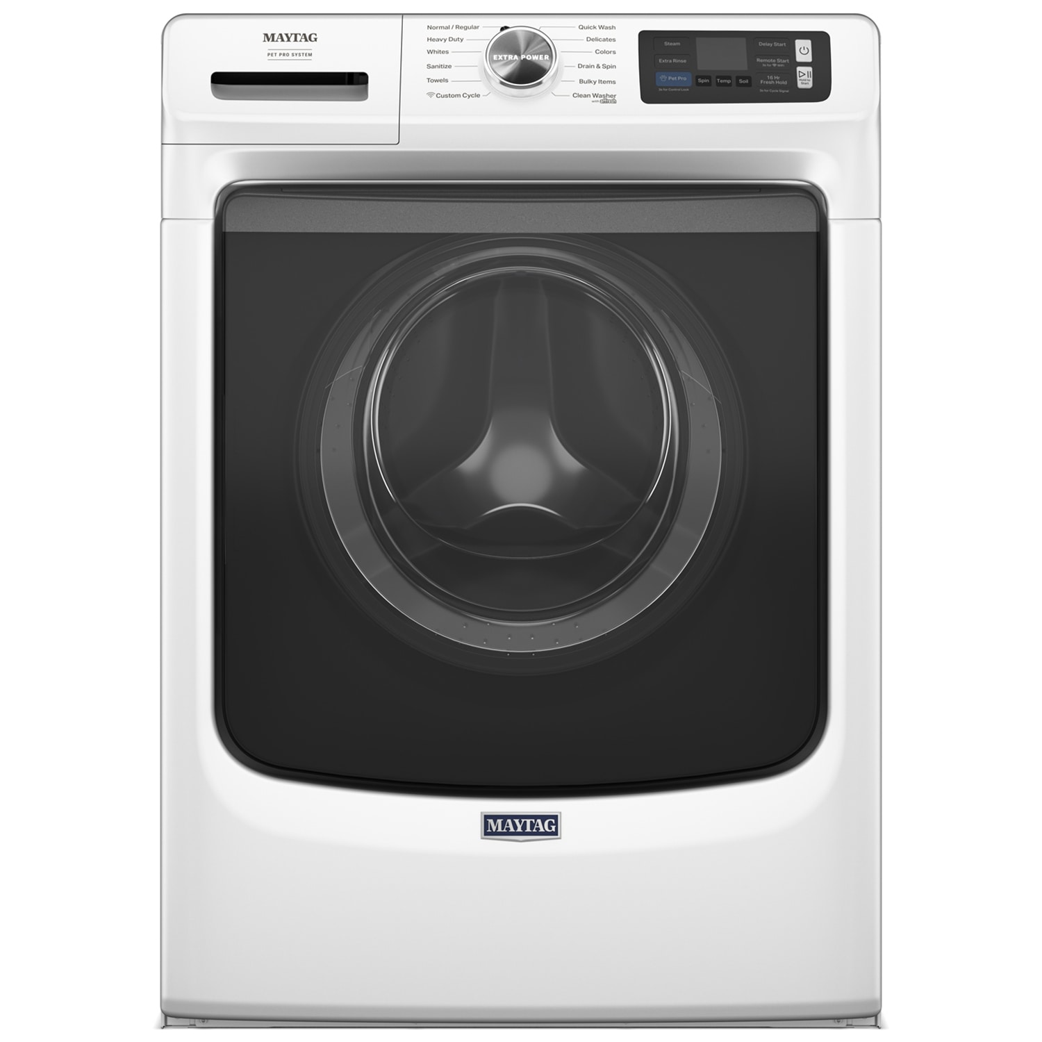 Maytag Pet Pro 27 in. 5.0 cu. ft. Smart Stackable Front Load Washer with Sanitize & Steam Cycle - White, White, hires