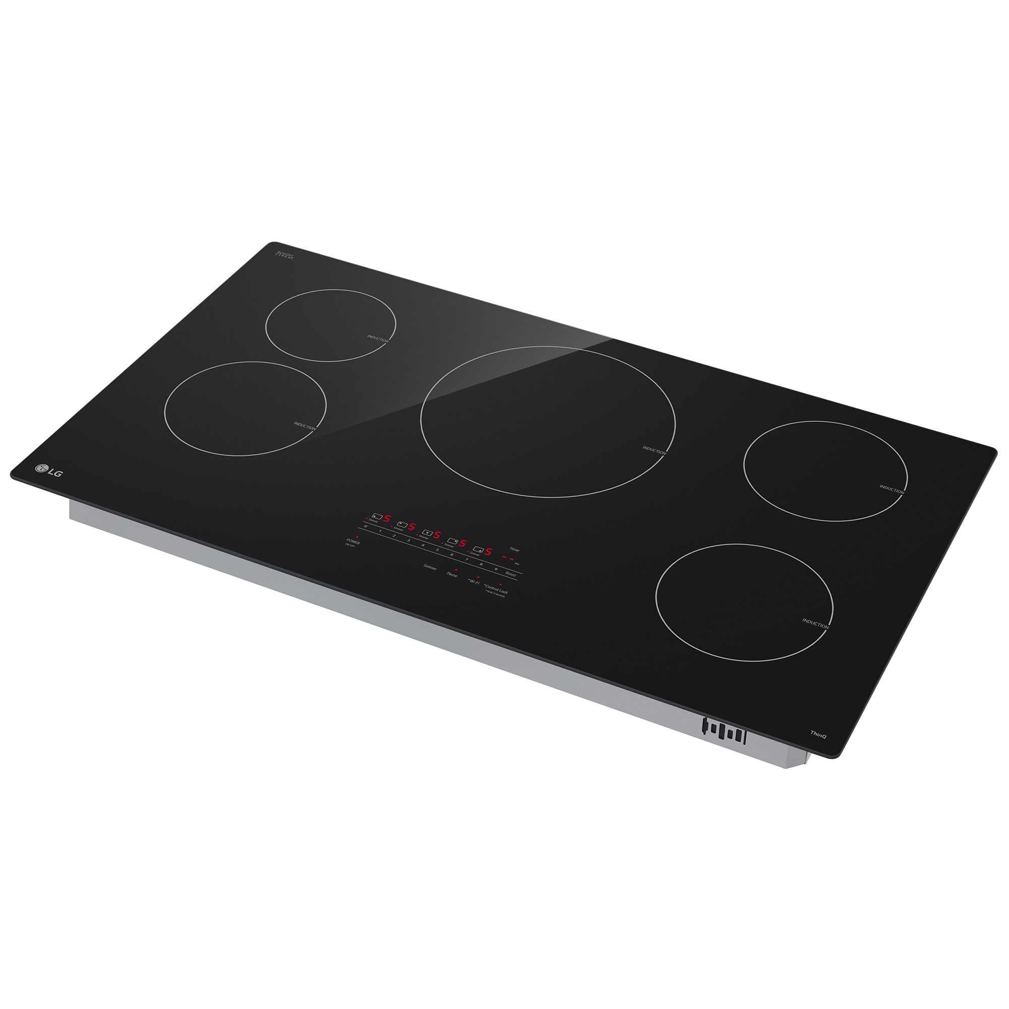 LG 36 in. 5-Burner Smart Induction Cooktop with Simmer Burner & Power Burner - Black, , hires