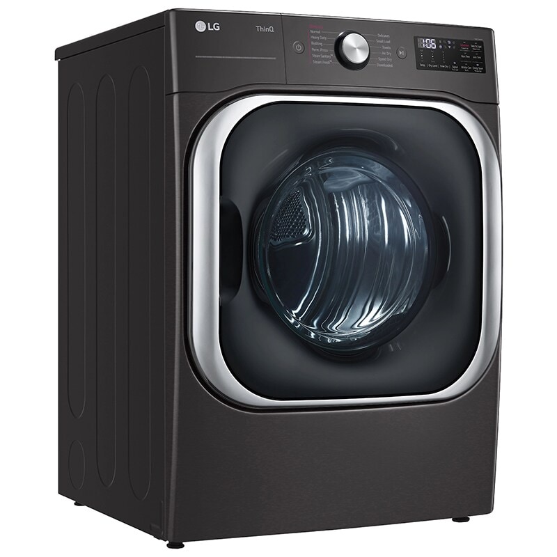 LG 29 in. 9.0 cu. ft. Smart Stackable Electric Dryer with Built-In Intelligence, TurboSteam Technology & Sensor Dry - Black Steel, Black Steel, hires