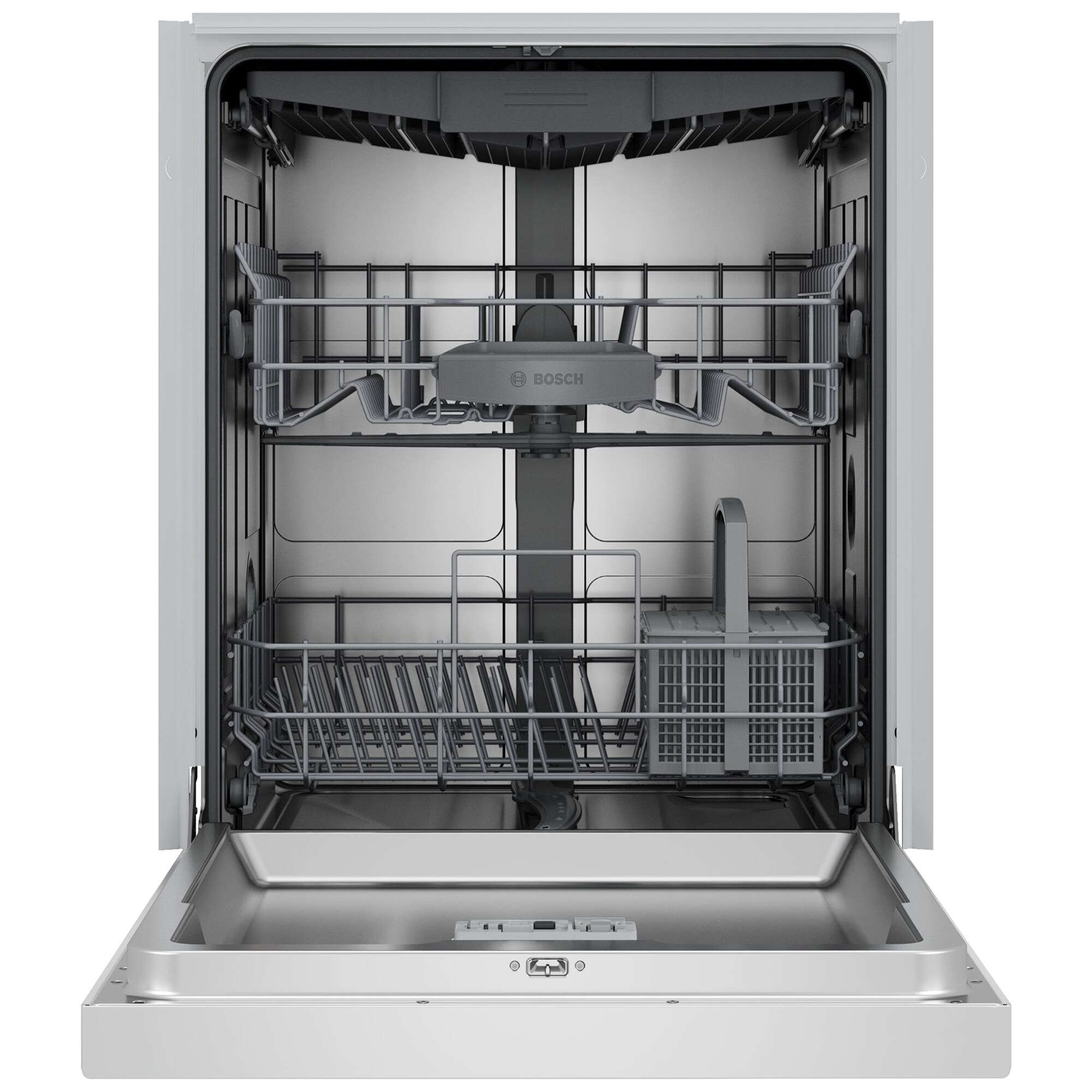Bosch 300 Series 24 in. Front Control Smart Dishwasher with 48 dBA Sound Level, 3rd Rack, PureDry & Pocket Handle - White, White, hires
