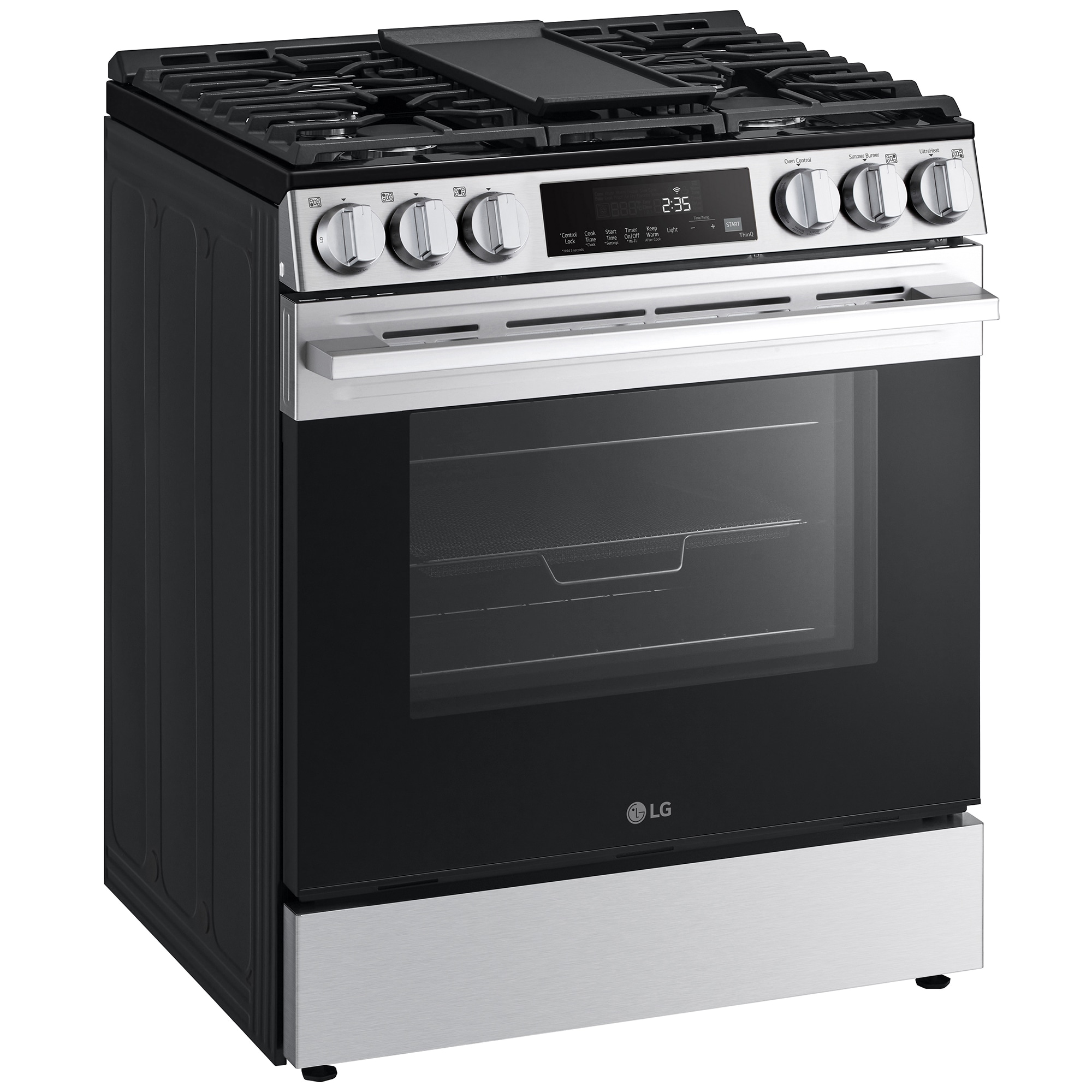 LG 30 in. 6.3 cu. ft. Smart Air-Fry Standard Convection Slide-In Gas Range with 5 Sealed Burners & Griddle - PrintProof Stainless Steel, , hires