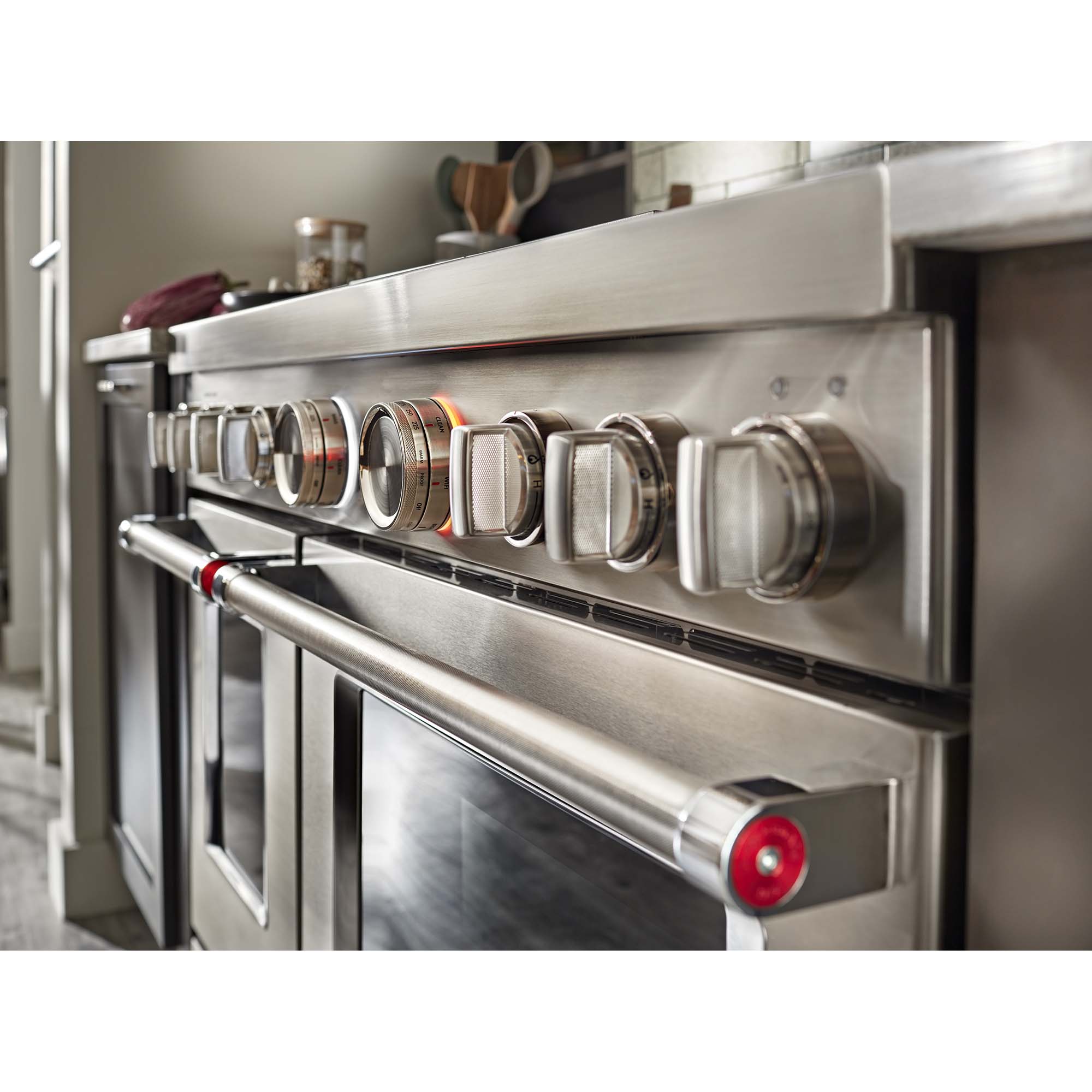 KitchenAid Commercial-Style 48 in. 6.3 cu. ft. Smart True European Convection Double Oven Dual Fuel Range with 6 Sealed Burners & Griddle - Stainless Steel, , hires