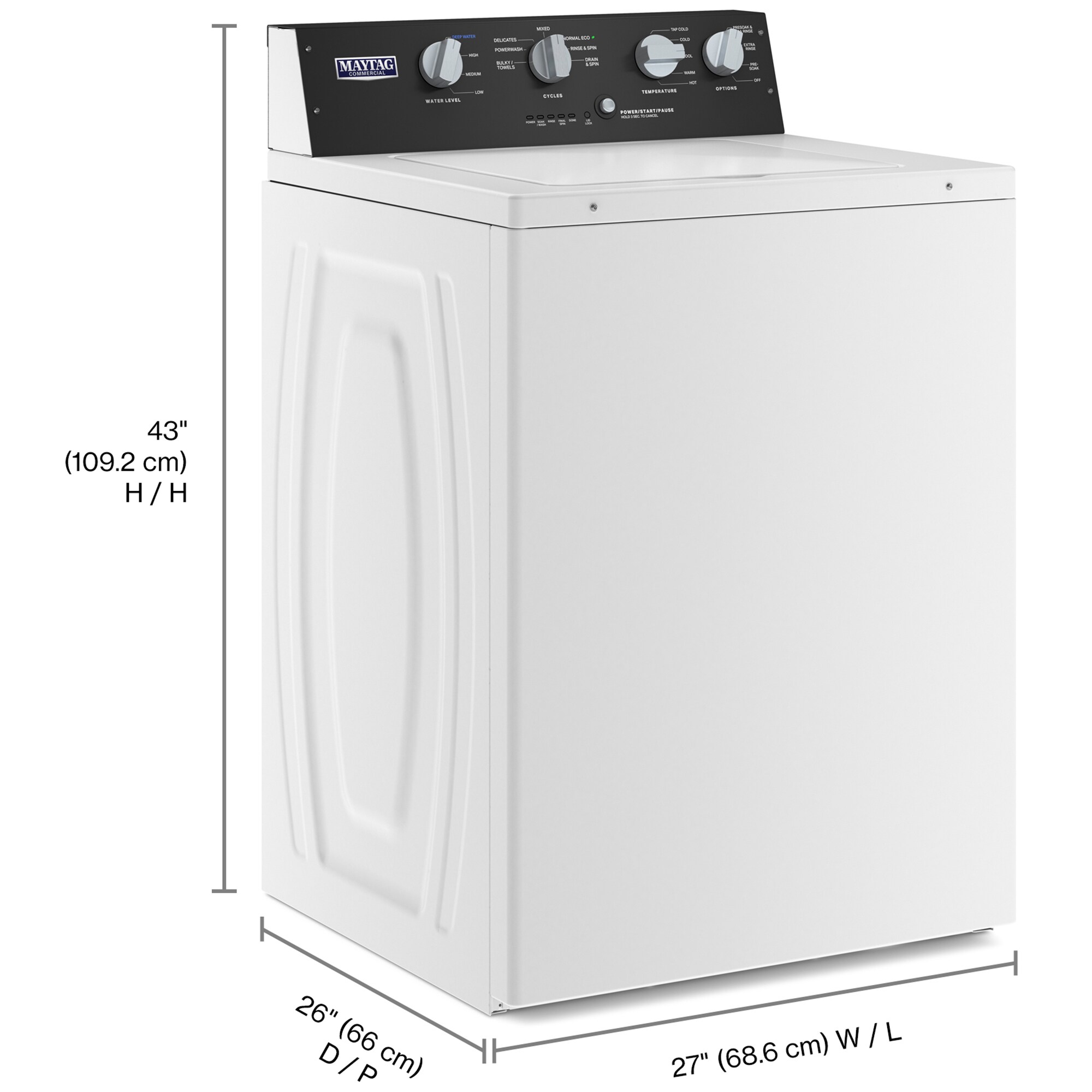 Maytag 27 in. 3.5 cu. ft. Top Load Washer with Agitator - White, , hires