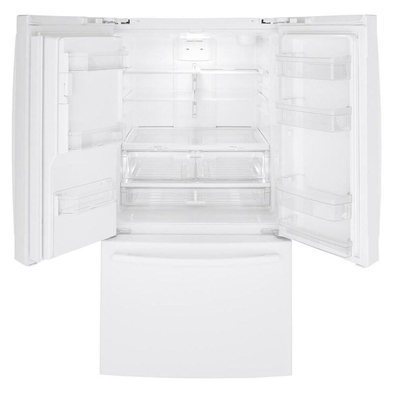 GE 36 in. 25.6 cu. ft. French Door Refrigerator with Ice & Water Dispenser - White, White, hires