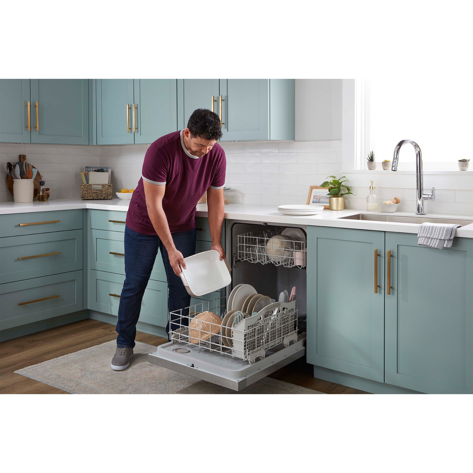 Whirlpool 24 in. Front Control Dishwasher with 57 dBa Sound Level & Pocket - Stainless Steel, Stainless Steel, hires