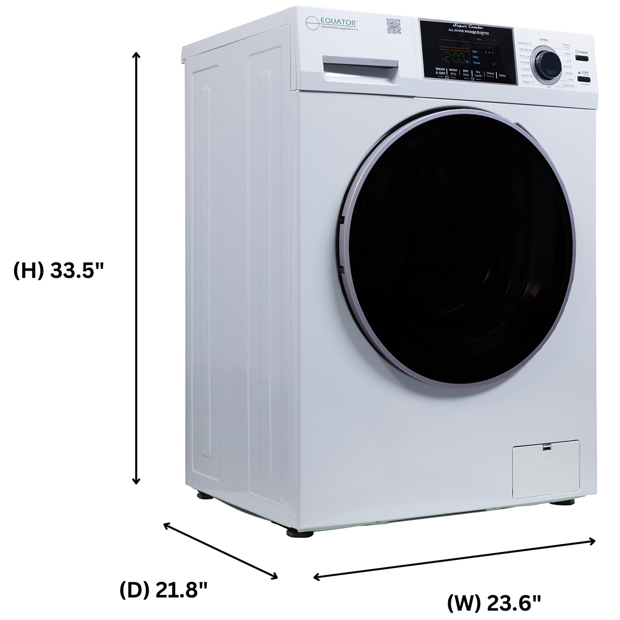 Equator 24 in. 1.6 cu. ft. Electric Front Load Ventless All-in-One Laundry Center with Sanitize Cycle & Sensor Dry - White, White, hires