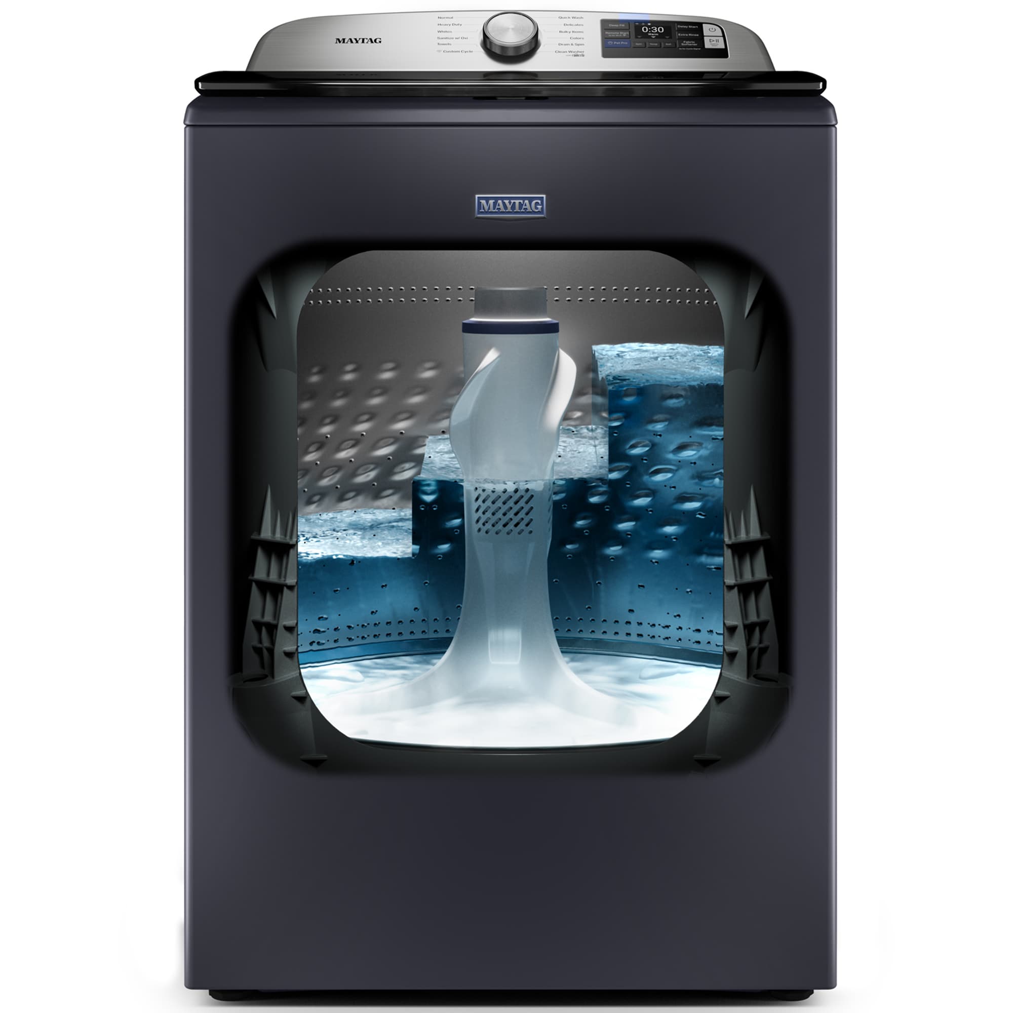 Maytag 27 in. 5.3 cu. ft. Smart Top Load Washer with Impeller & Extra Power - Midnight Steel, Midnight Steel, hires