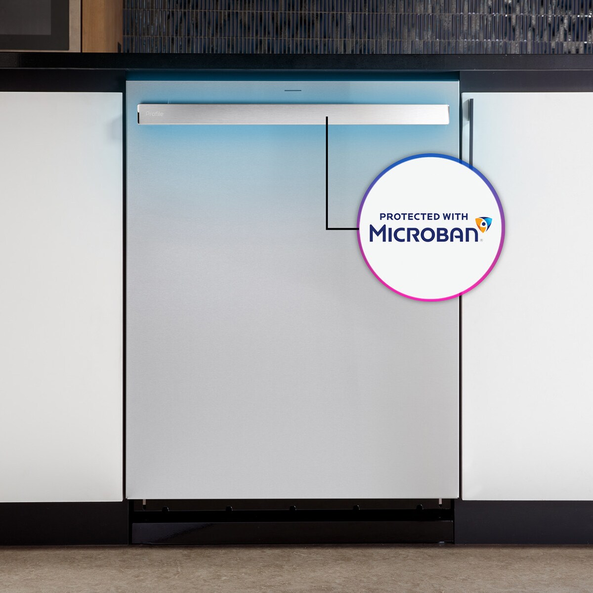 GE Profile 24 in. Top Control Flush-Mount Smart Dishwasher with 39 dBa Sound Level, 3rd-Rack & Twin Turbo Dry Boost - Fingerprint Resistant Stainless, , hires