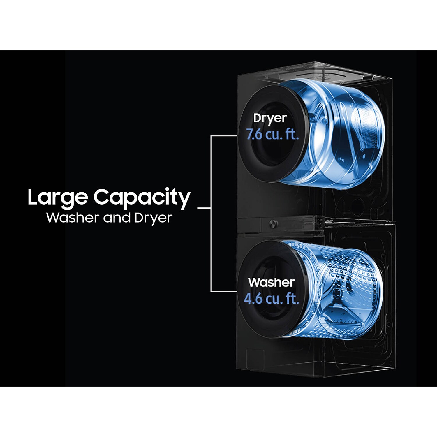 Samsung Bespoke 27 in. 4.6 cu. ft. Smart Electric Front Load Laundry Center with AI OptiWash, Sensor Dry, Sanitize & Steam Cycle - Brushed Black, , hires