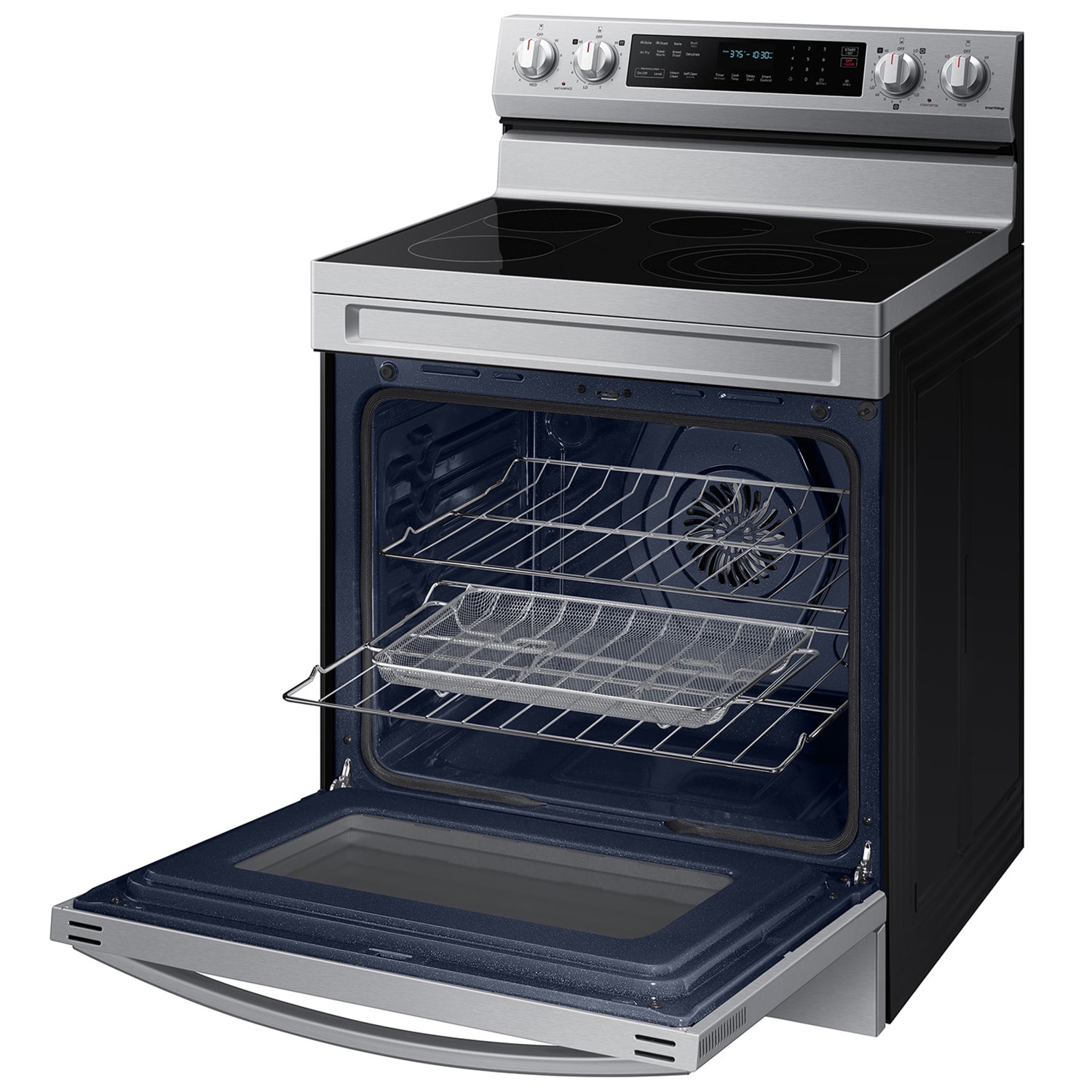 Samsung 30 in. 6.3 cu. ft. Smart Air-Fry True European Convection Electric Range with Radiant Burners & Griddle - Stainless Steel, , hires