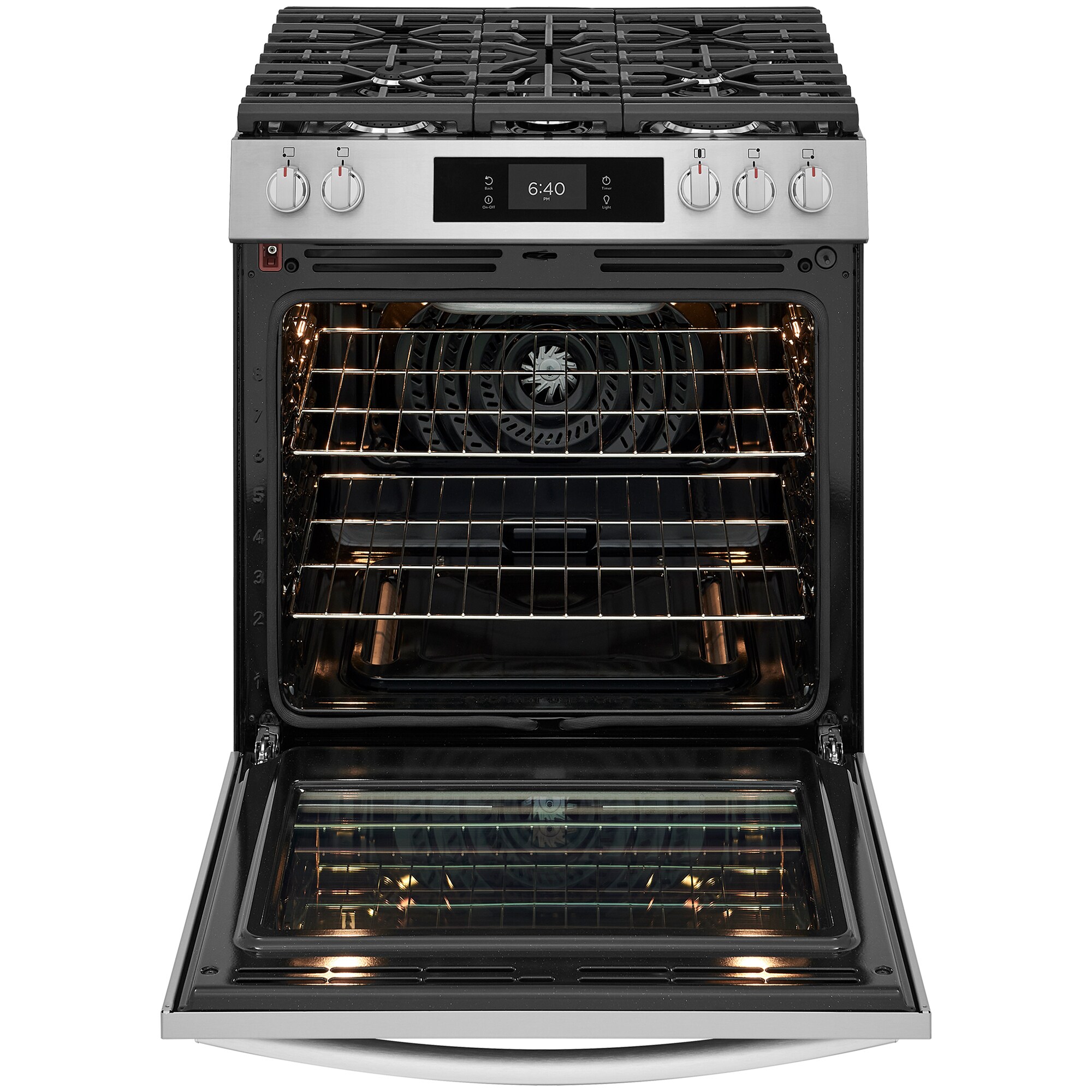 Frigidaire Gallery 30 in. 6.0 cu. ft. Air-Fry True European Convection Steam Oven Gas Range with Stone-Baked Pizza, 5 Sealed Burners & Griddle - Stainless Steel, , hires