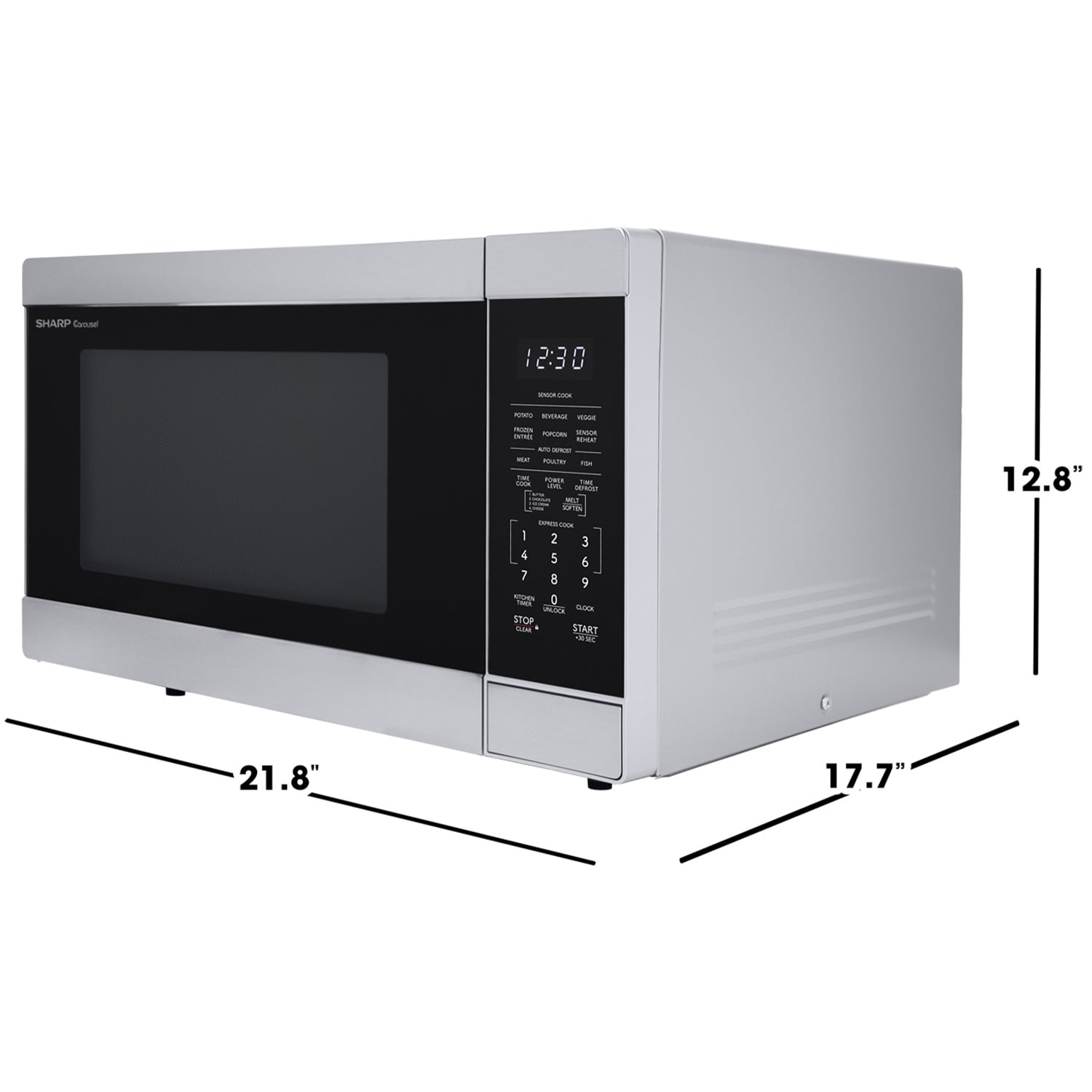 Sharp 22 in. 1.6 cu. ft. 1100W Countertop Microwave with Sensor Cooking - Stainless Steel, , hires