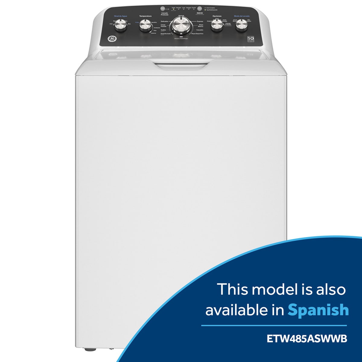 GE 27 in. 4.5 cu. ft. Top Load Washer with Stainless Steel Basket, Cold Plus, Wash Boost , True Dual-Action Agitator & Sanitize with Oxi - White, , hires