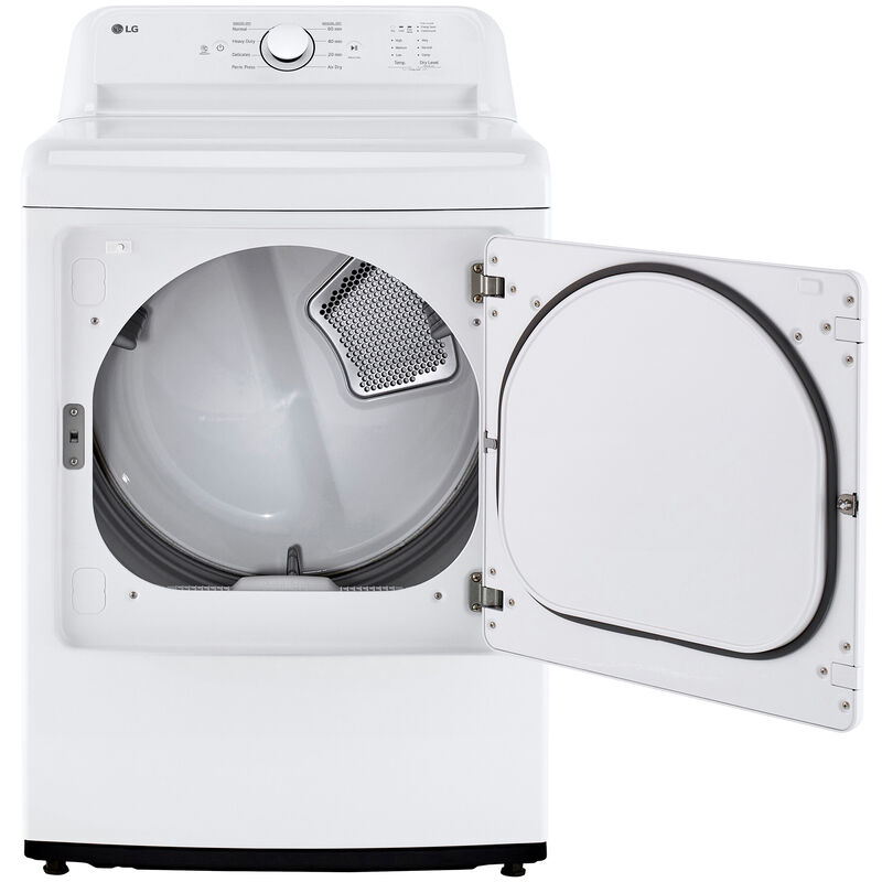 LG 27 in. 7.3 cu. ft. Electric Dryer with FlowSense Duct Clogging Indicator, LoDecibel Quiet Operation & Sensor Dry - White, White, hires