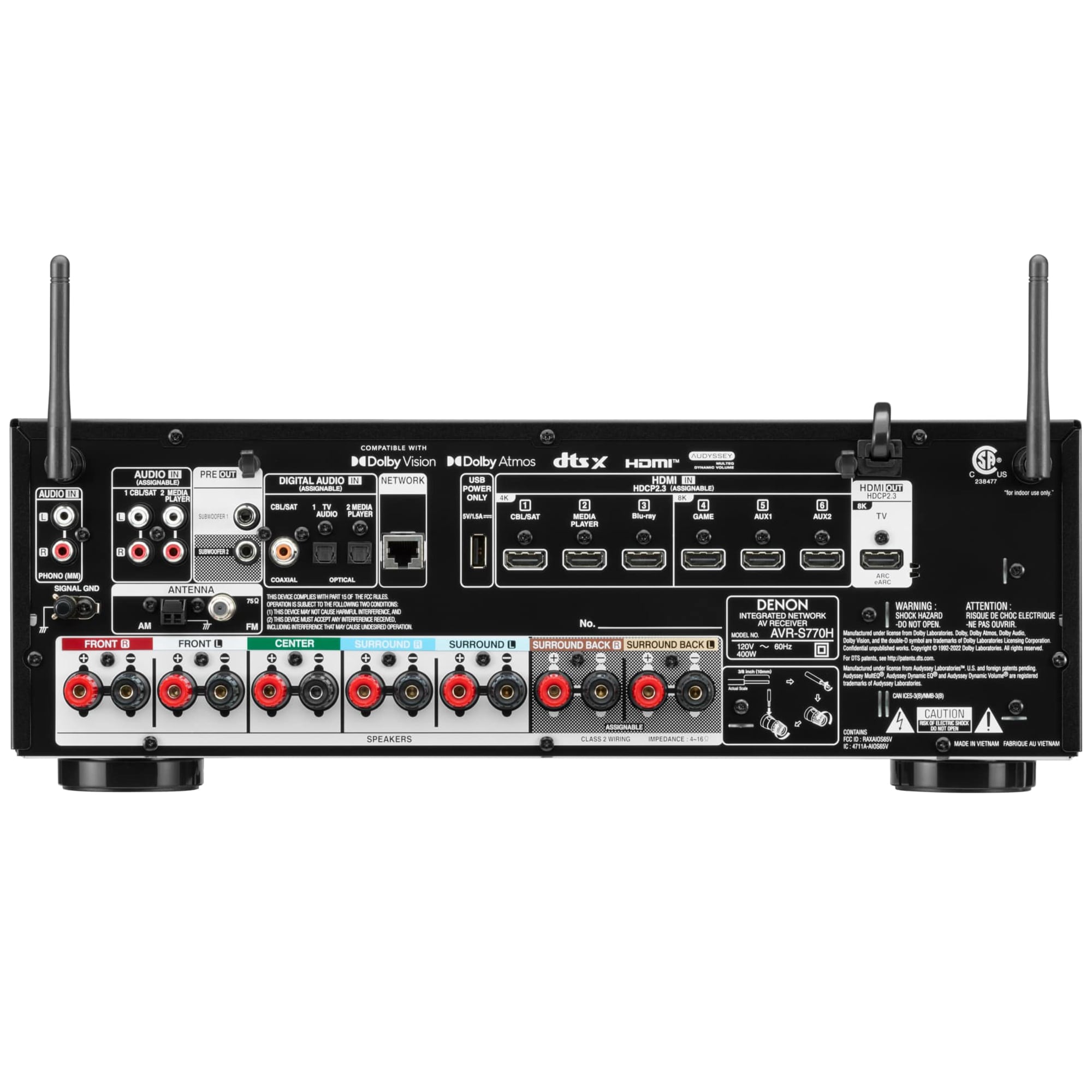 Denon 7.2 Ch. 75W 8K AV Receiver with Built-In HEOS - Black, , hires