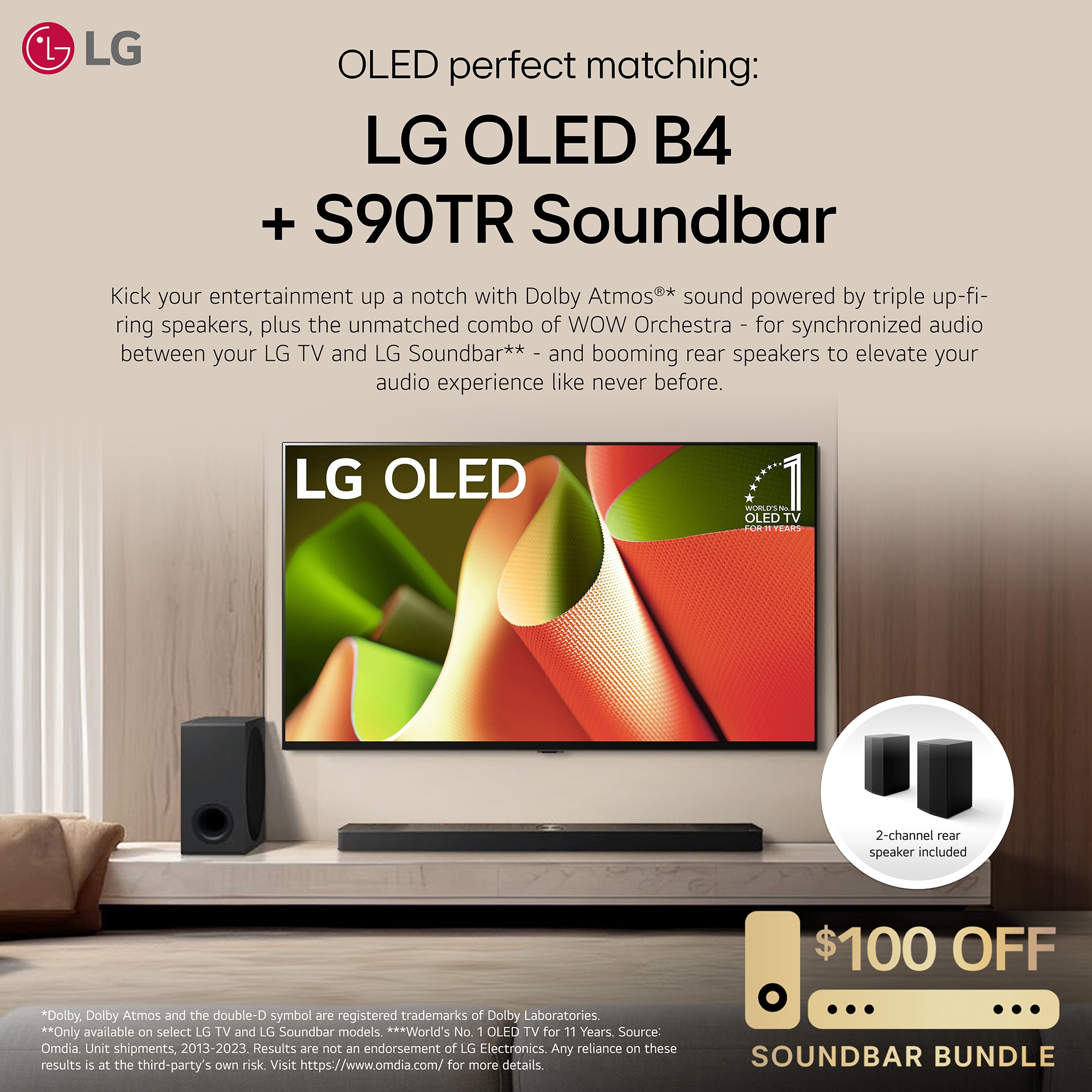 LG Home Theater 7.1.3 Channel Dolby Atmos Smart Sound Bar with Bluetooth & Wireless Subwoofer - Black, , hires