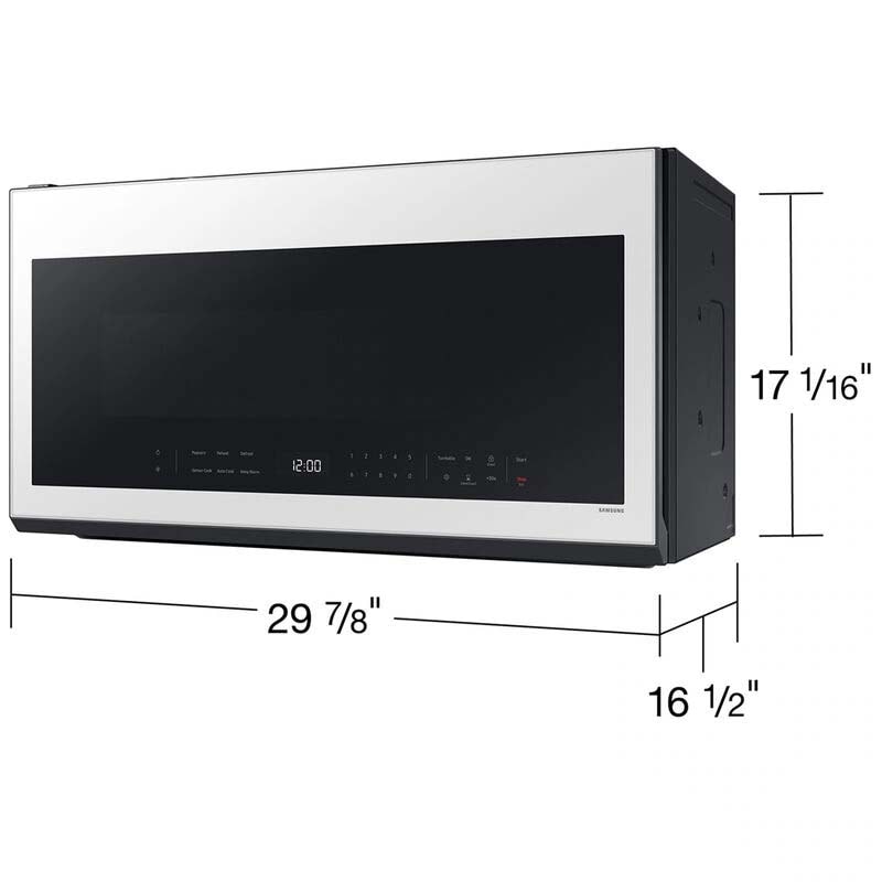 Samsung Bespoke 30 in. 2.1 cu. ft. 1000W Smart Over-the-Range Microwave with 400 CFM & Sensor Cooking - White Glass, White Glass, hires