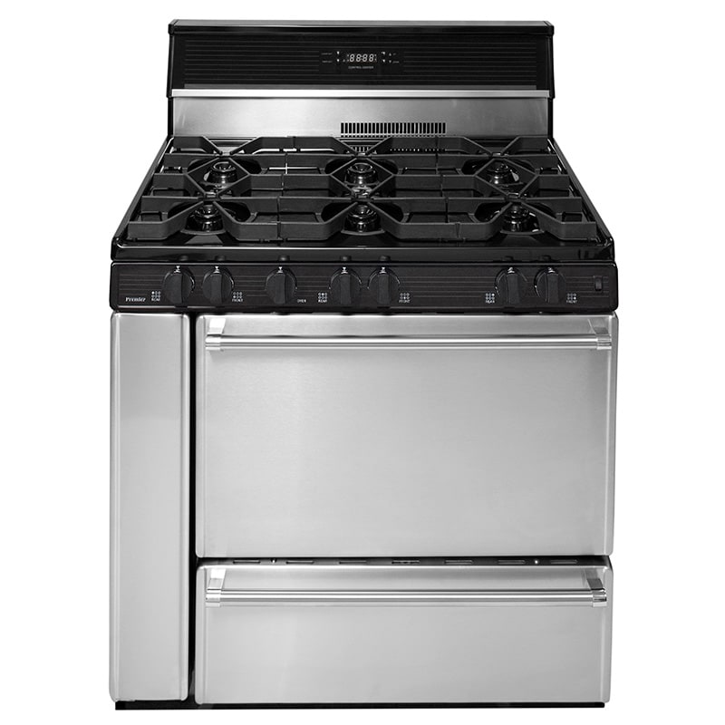 Premier Pro Series 36 in. 3.9 cu. ft. Gas Range with Open Burners & Griddle - Stainless Steel, , hires