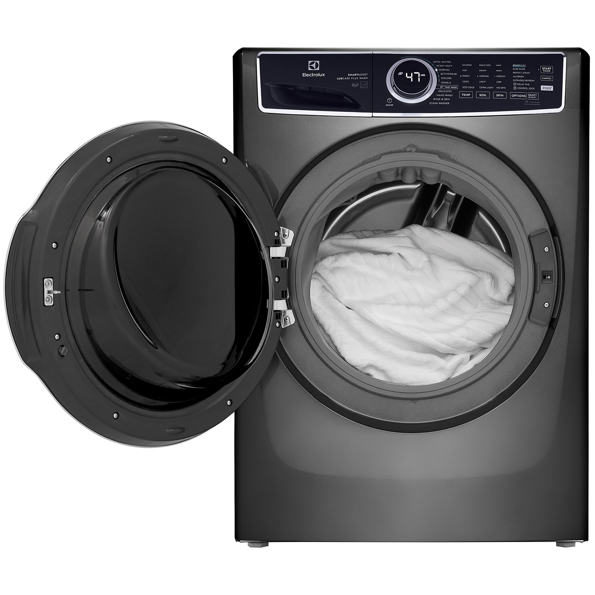 Electrolux 600 Series 27 in. 4.5 cu. ft. Stackable Front Load Washer with Perfect Steam, LuxCare Plus Wash System & SmartBoost -Titanium, Titanium, hires