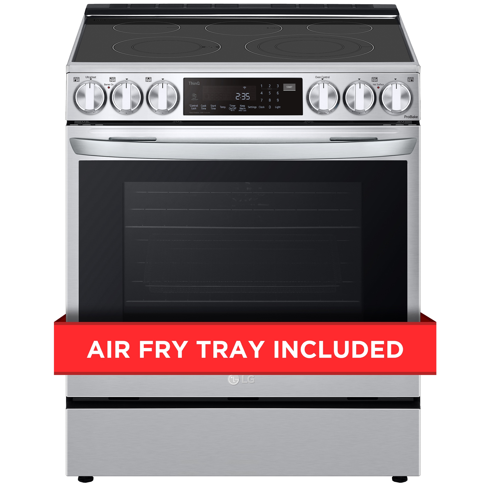 LG InstaView 30 in. 6.3 cu. ft. Smart Air Fry True European Convection Slide-In Electric Range with Radiant Burners - PrintProof Stainless Steel, PrintProof Stainless Steel, hires
