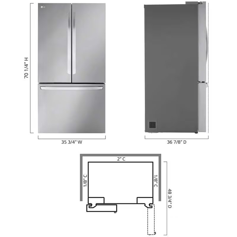 LG 36 in. 31.7 cu. ft. Smart French Door Refrigerator with Internal Water Dispenser - PrintProof Stainless Steel, , hires