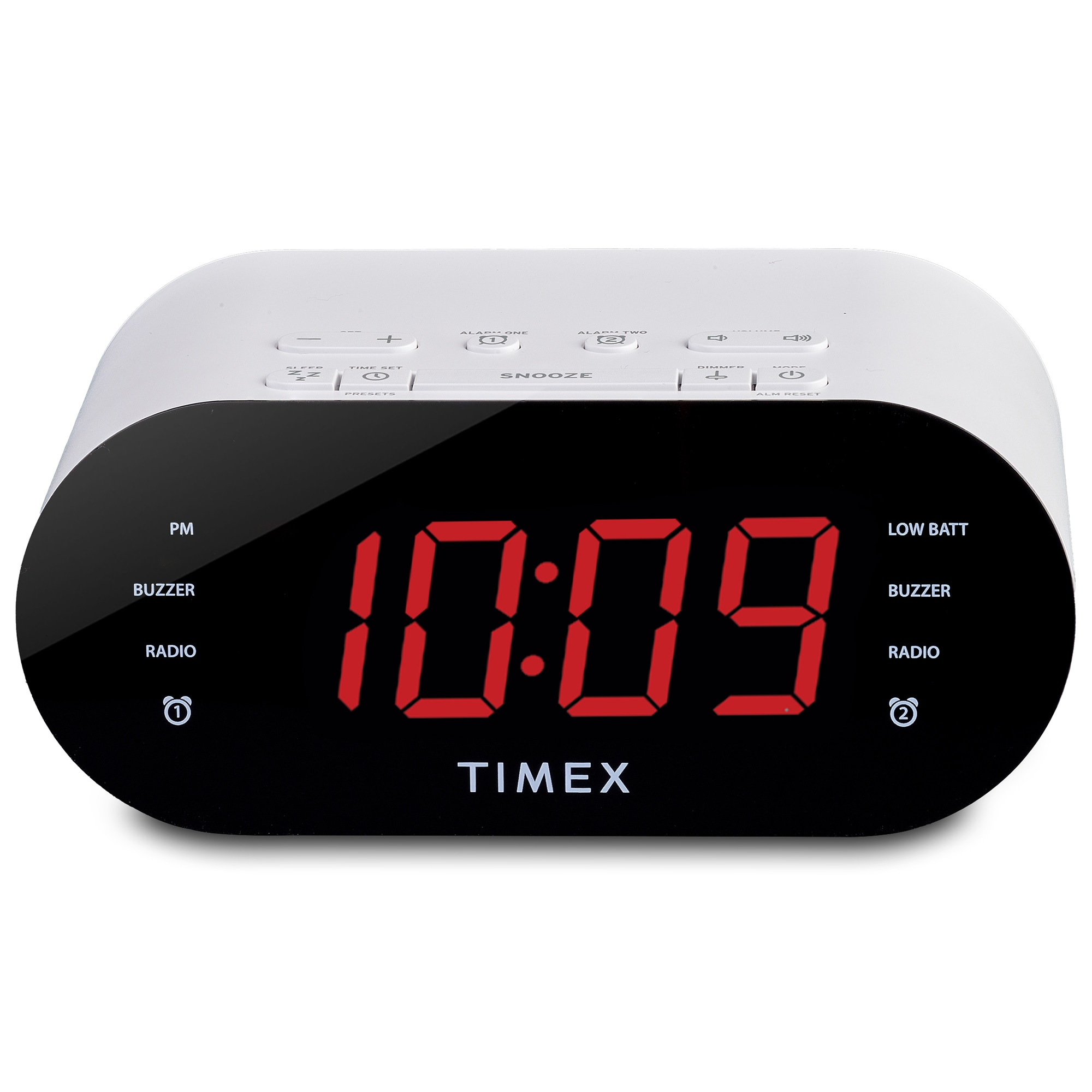 Timex Alarm Clock for Bedroom with FM Radio and USB Charging - White (T232W), , hires