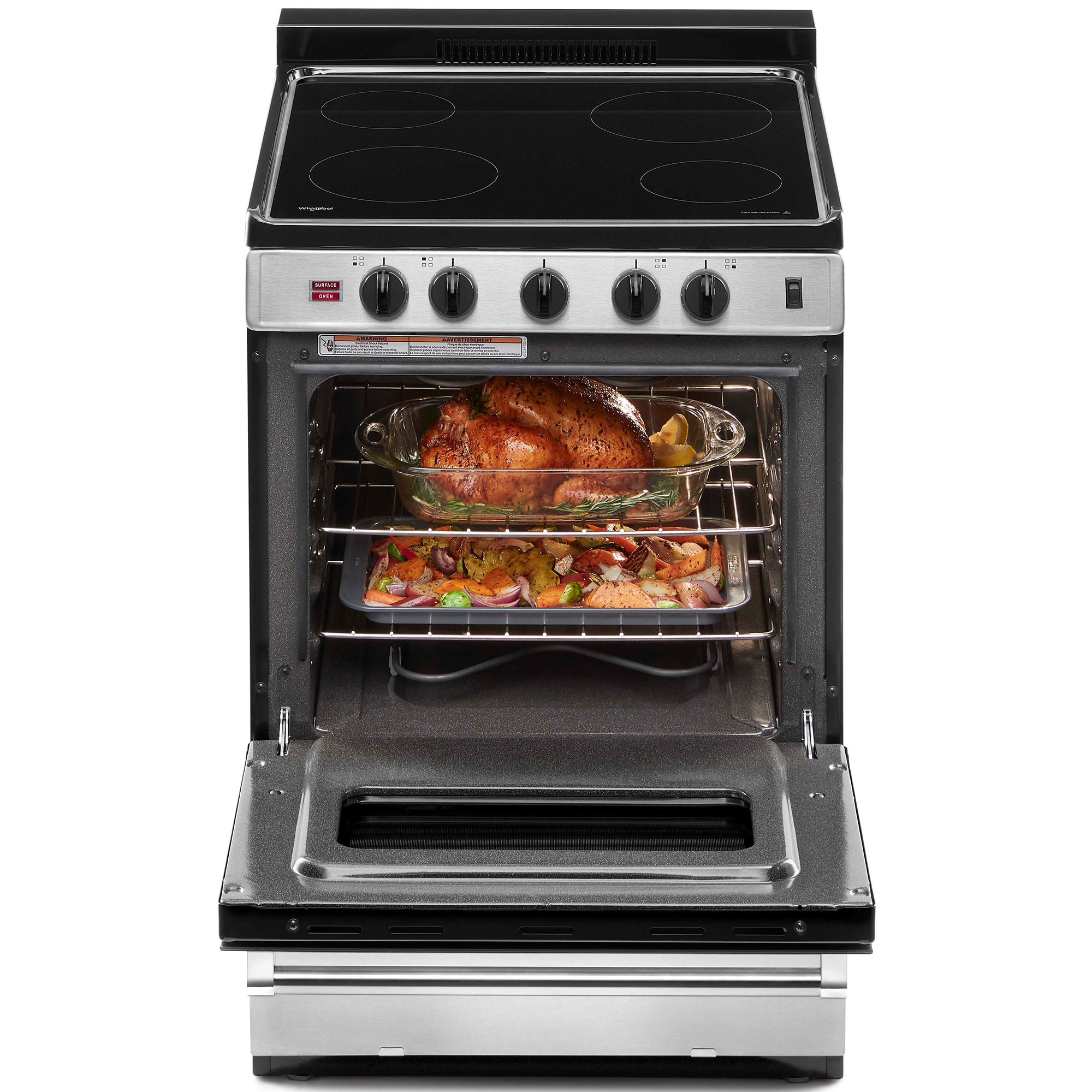 Whirlpool 24 in. 2.9 cu. ft. Electric Range with Radiant Burners - Stainless Steel, , hires