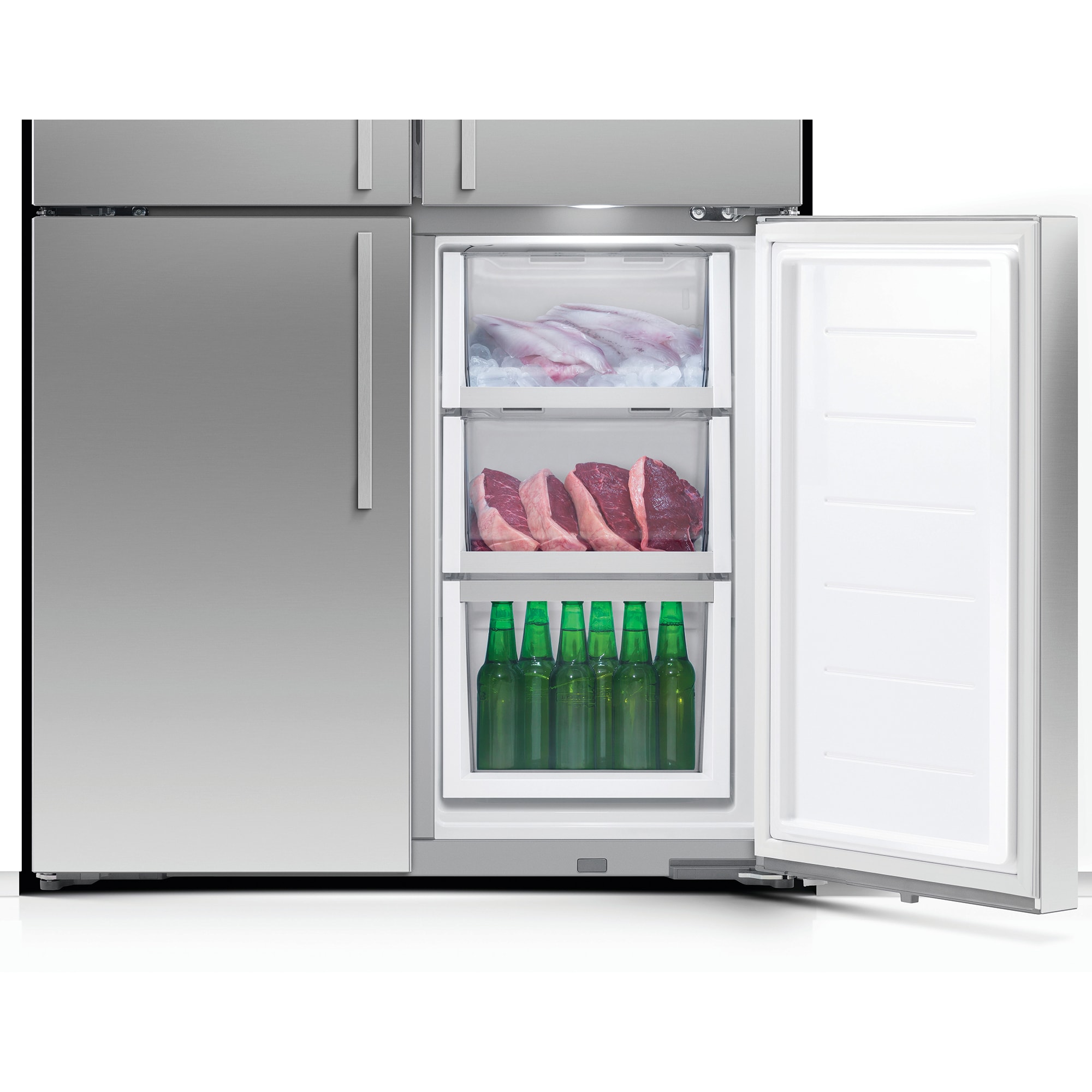 Fisher & Paykel Series 7 36 in. 19 cu. ft. Smart Counter Depth 4-Door French Door Refrigerator with Water Dispenser - Stainless Steel, , hires