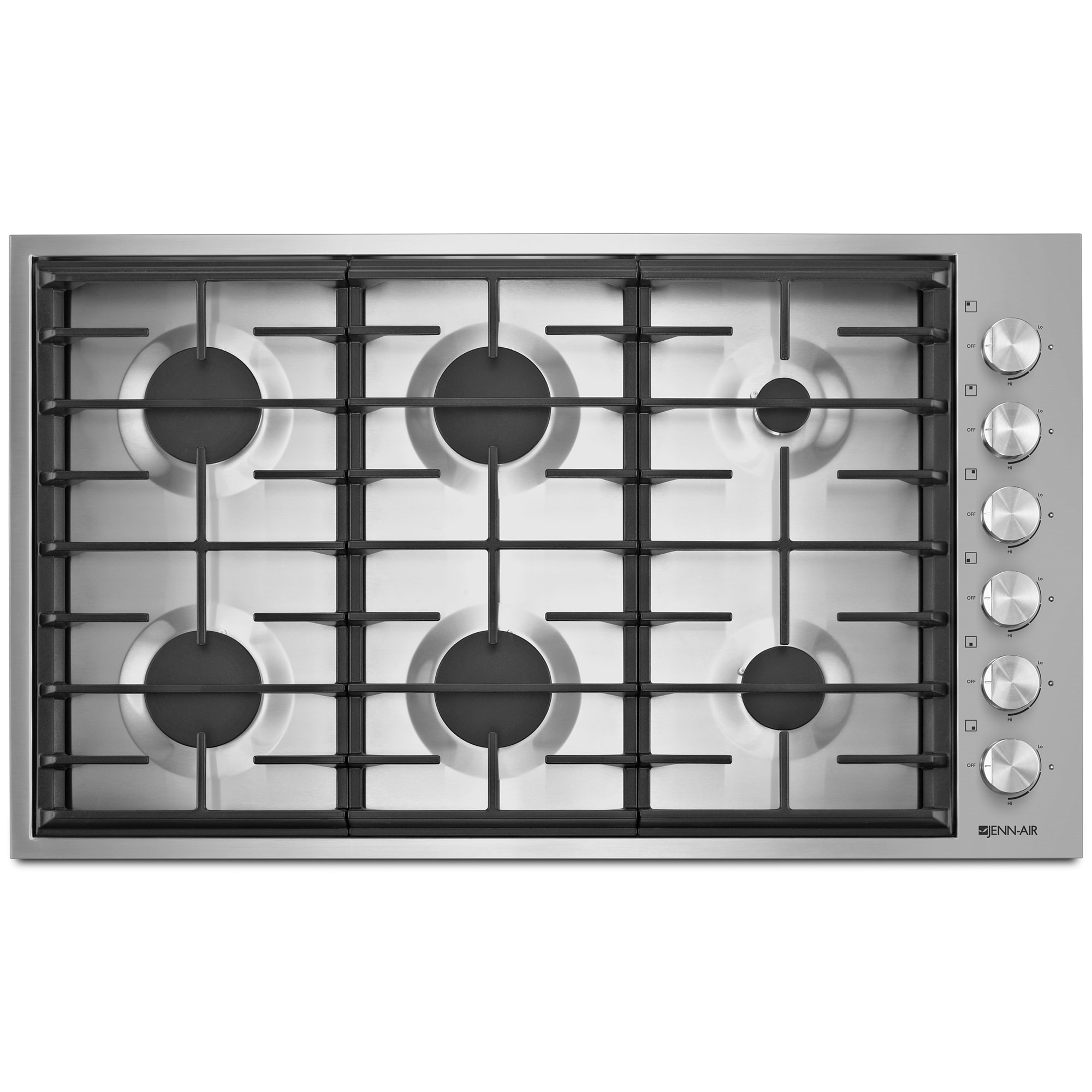JennAir Euro-Style 36 in. 6-Burner Natural Gas Cooktop with Simmer Burner & Power Burner - Stainless Steel, , hires