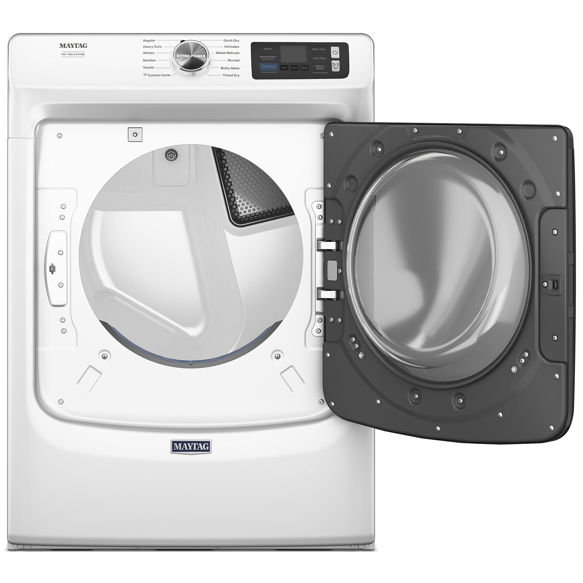 Maytag Pet Pro 27 in. 7.4 cu. ft. Smart Stackable Electric Dryer with Sensor Dry, Sanitize & Steam Cycle - White, White, hires