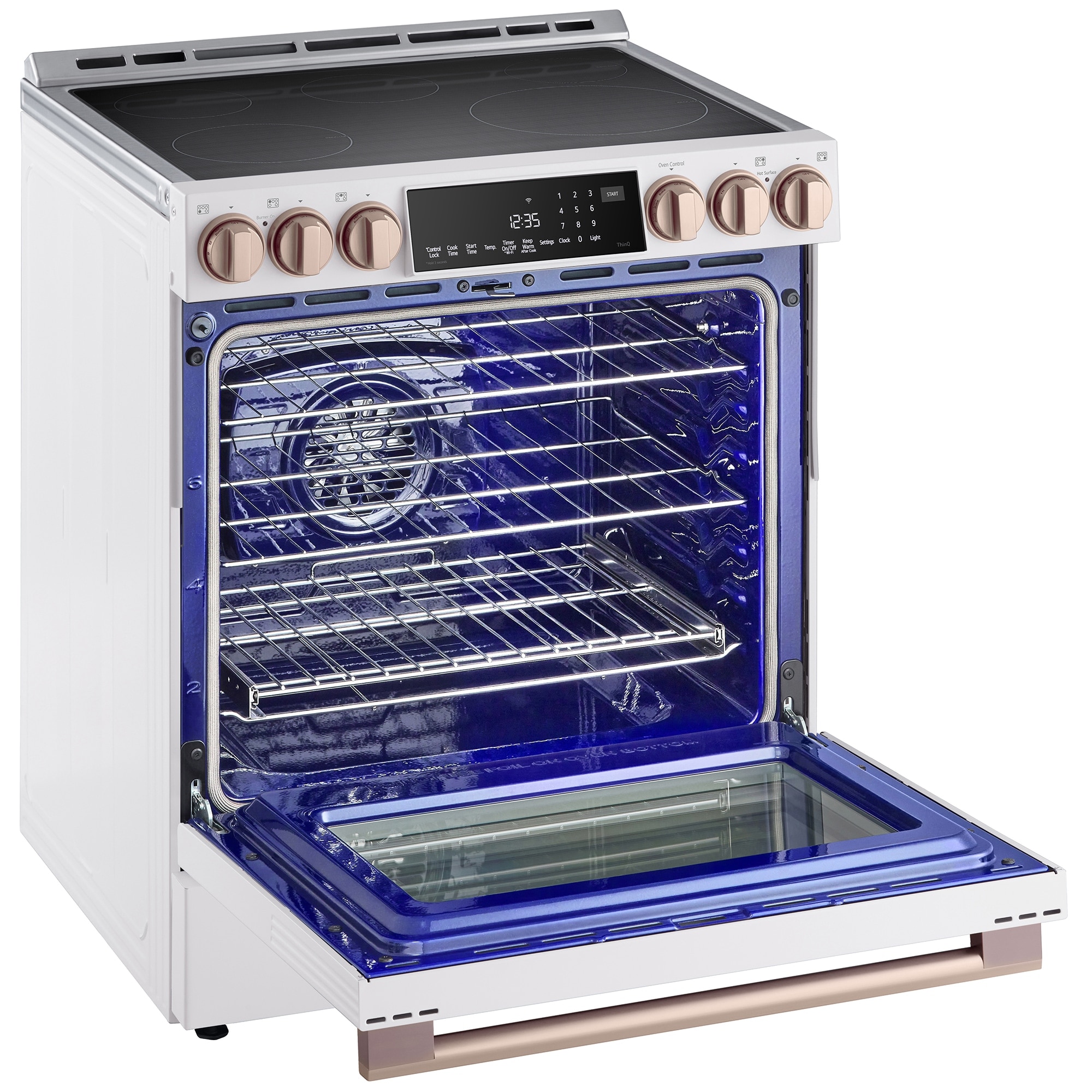 LG Studio 30 in. 6.3 cu. ft. Smart Air Fry True European Convection Slide-In Electric Range with 4 Induction Burners & 1 Radiant Burner - Essence White, , hires