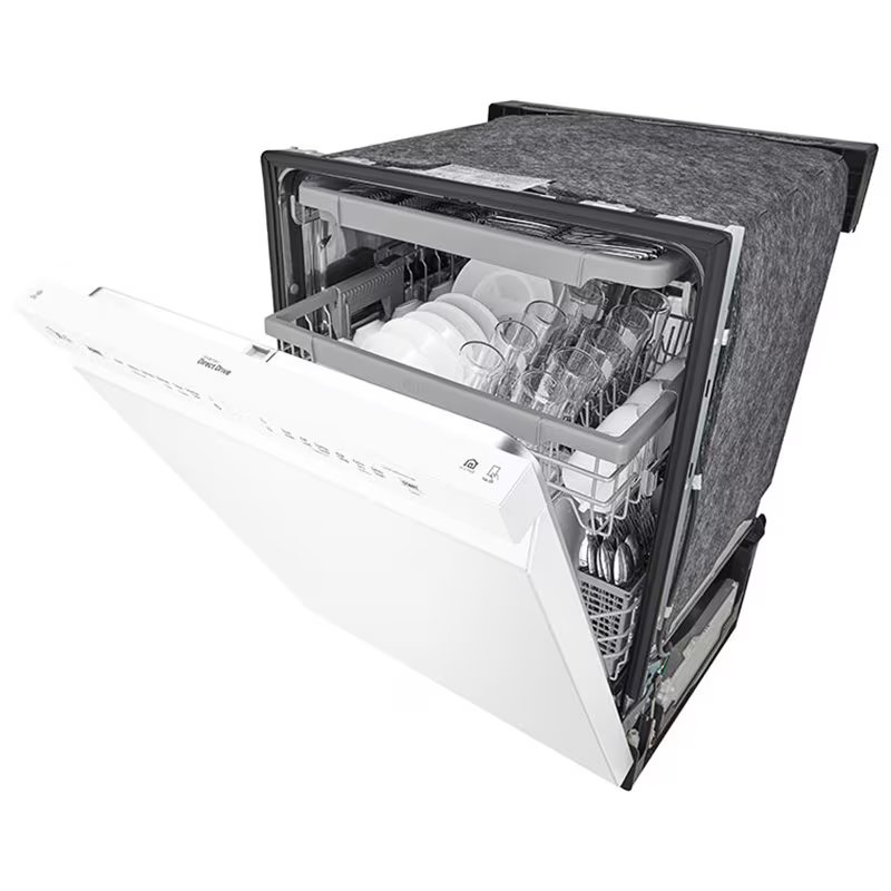 LG 24 in. Front Control Dishwasher with 48 dBa Sound Level, 3rd-Rack, Dynamic Dry & Pocket - White, White, hires