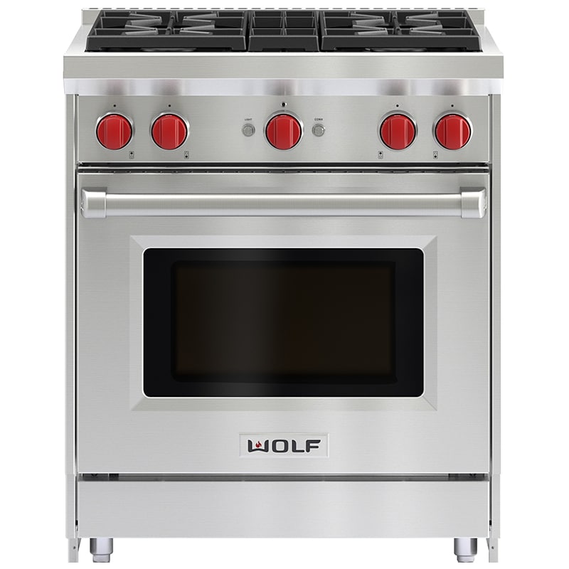 Wolf 30 in. 4.4 cu. ft. Standard Convection Gas Range with 4 Sealed Burners - Stainless Steel, , hires