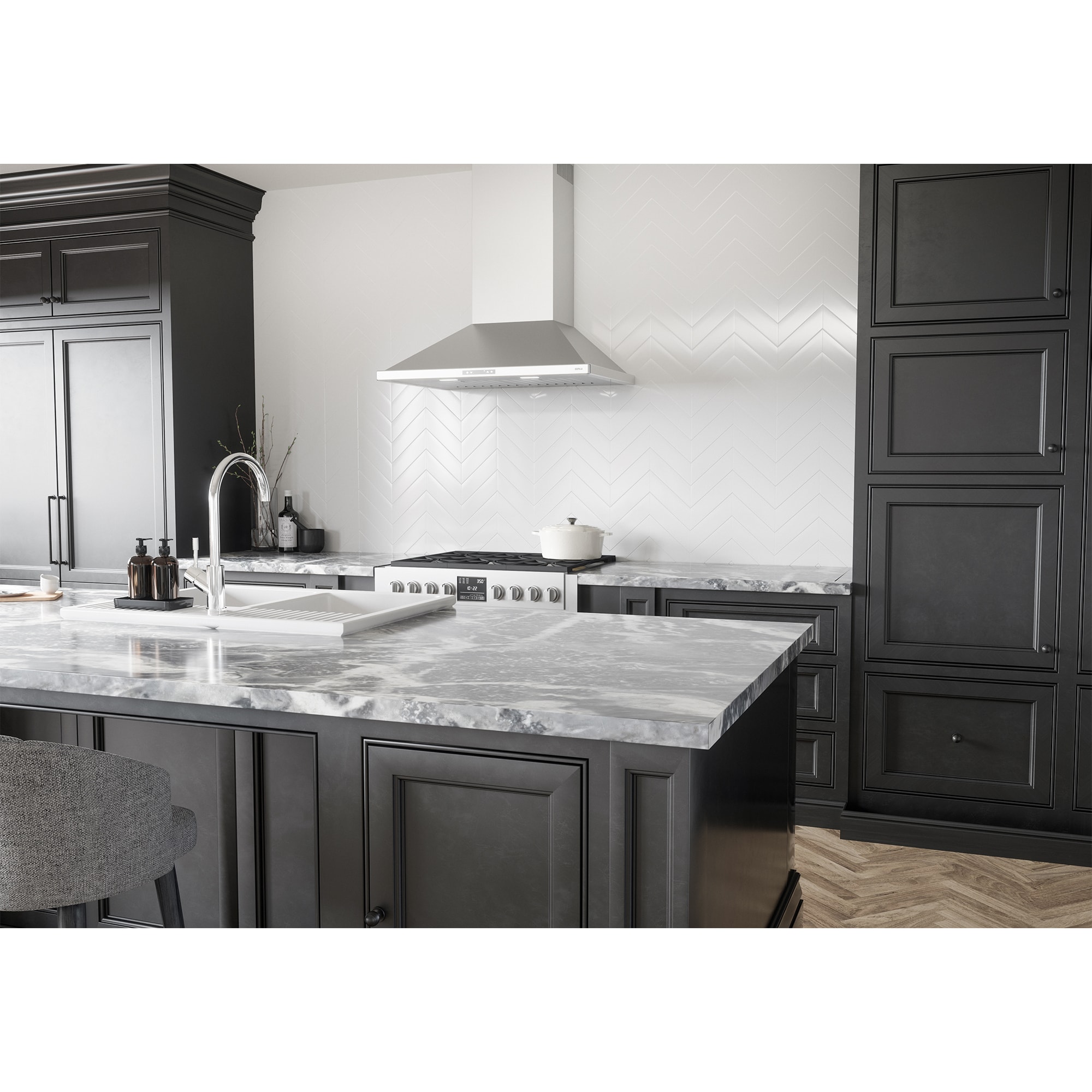 Zephyr 42 in. Smart Convertible Chimney Style Range Hood with 700 CFM, 6 Fan Speeds & 2 LED Lights - Stainless Steel, , hires