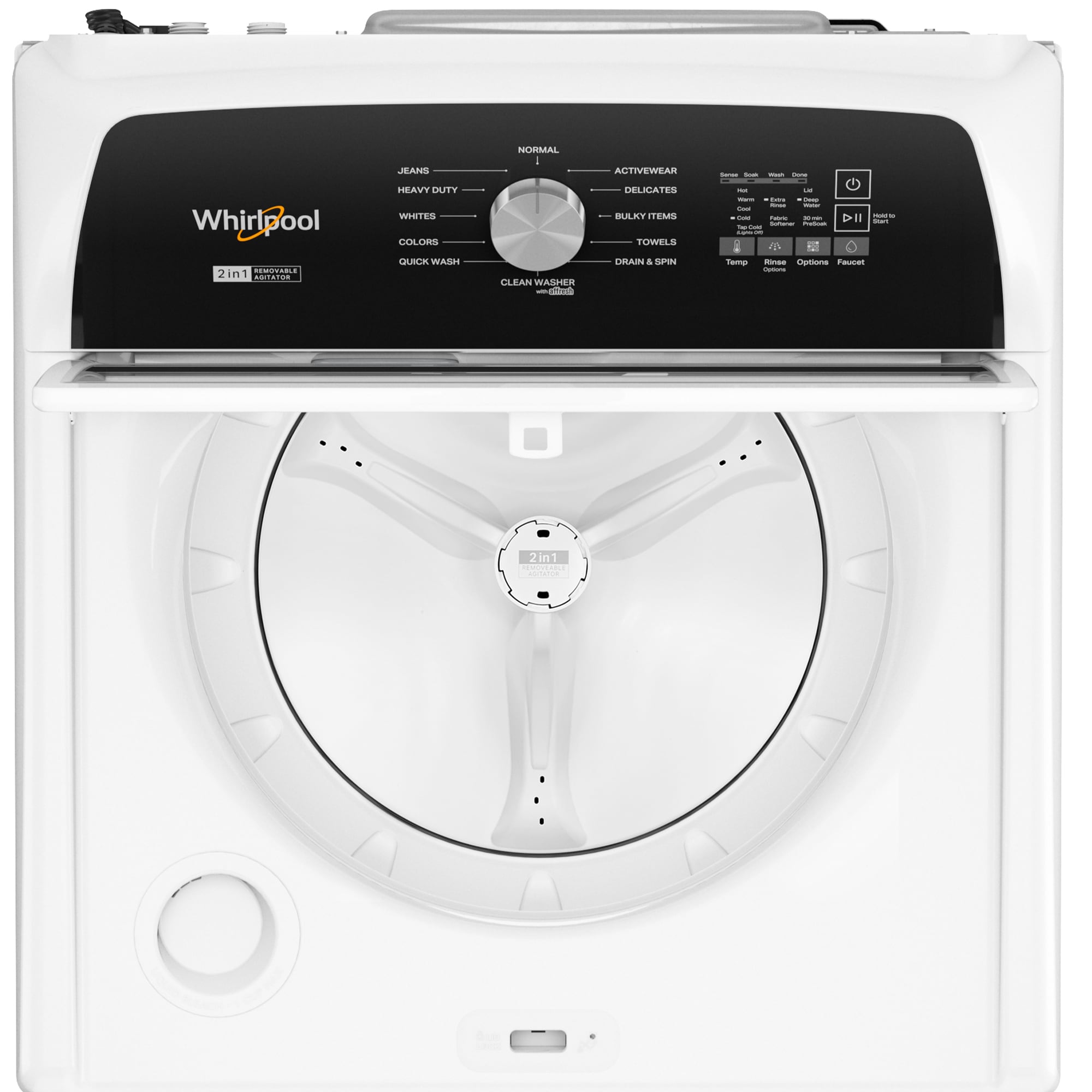 Whirlpool 27.75 in. 4.8 cu. ft. Top Load Washer with 2-in-1 Removable Agitator - White, , hires