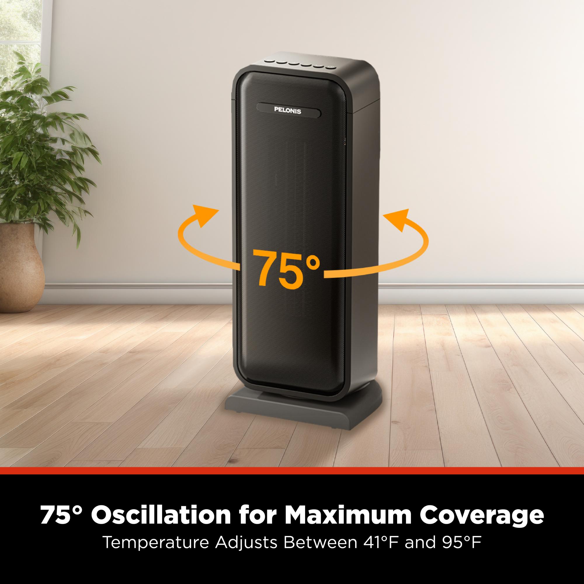 Pelonis 1500 W Oscillating Ceramic Space Heater with 2 Heat Settings - Black, , hires