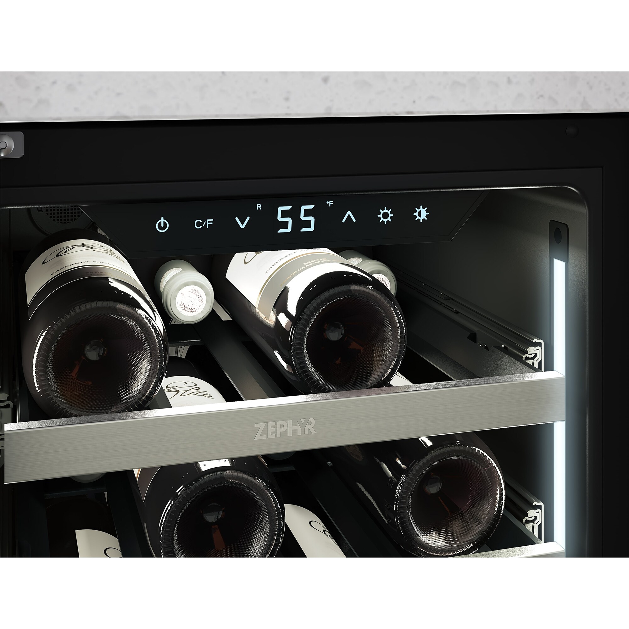 Zephyr Presrv Series 15 in. Undercounter Wine Cooler with Wood Racks, Single Temperature Zone & 27 Bottle Capacity - Stainless Steel, , hires