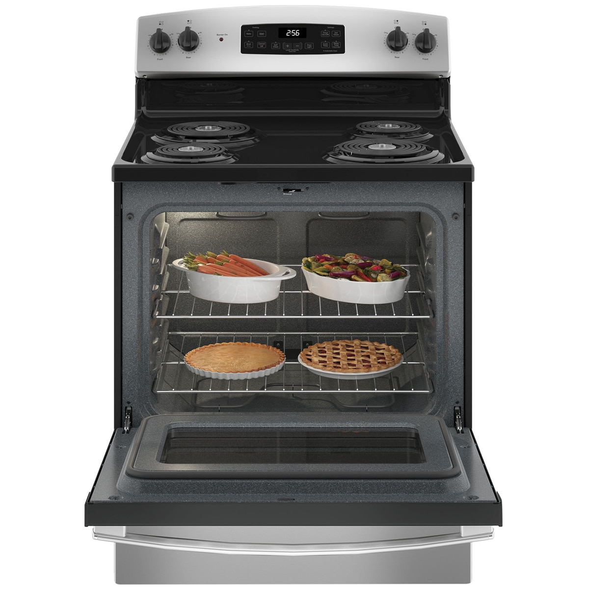 GE 30 in. 5 cu. ft. Electric Range with Coil Burners - Stainless Steel, Stainless Steel, hires