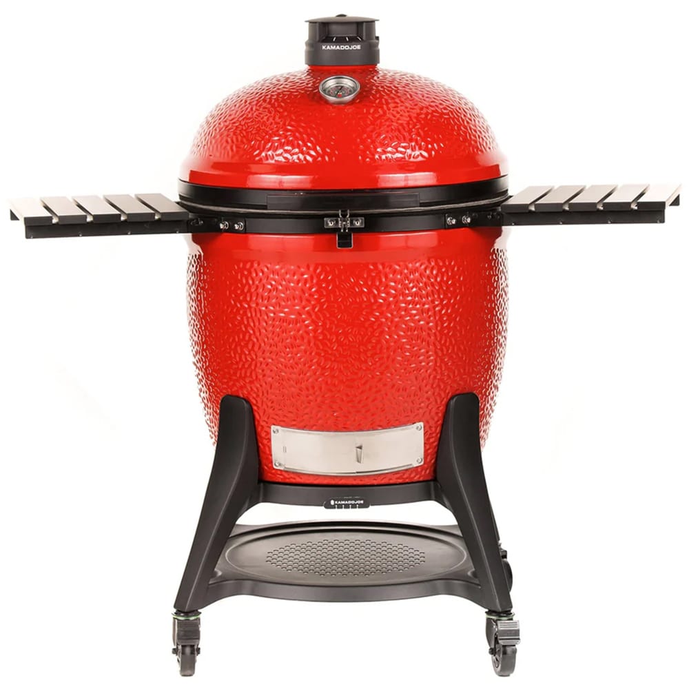 Kamado Joe Big Joe Series III 24 in. Single Rack Charcoal Smoker with Built-In Thermometer & Side Table - Red, , hires